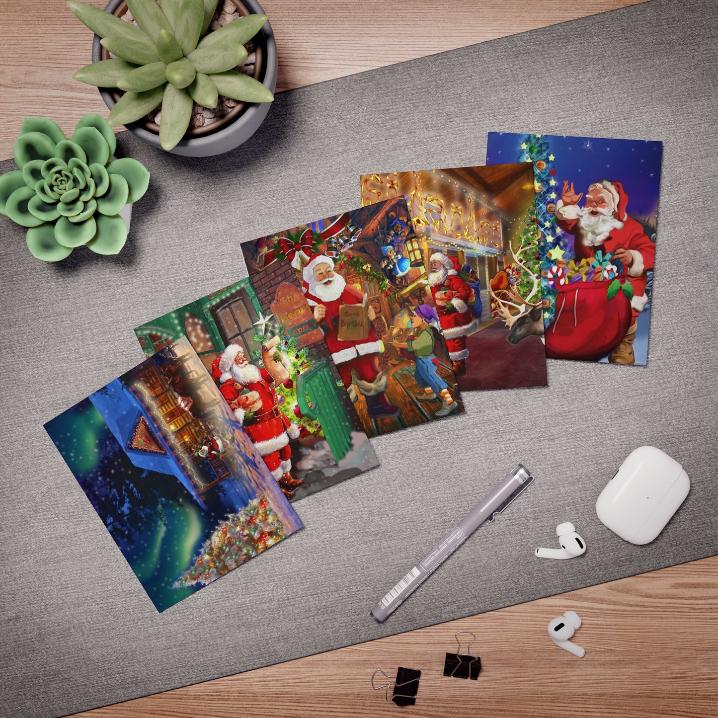 Multi-Design Greeting Cards (5-Pack) - Santa