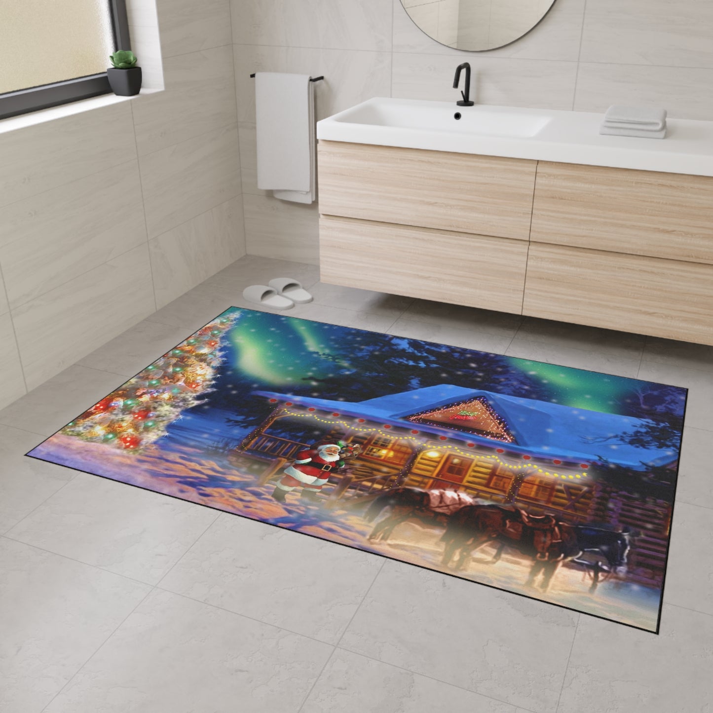 Heavy Duty Floor Mat - Santa at the Door