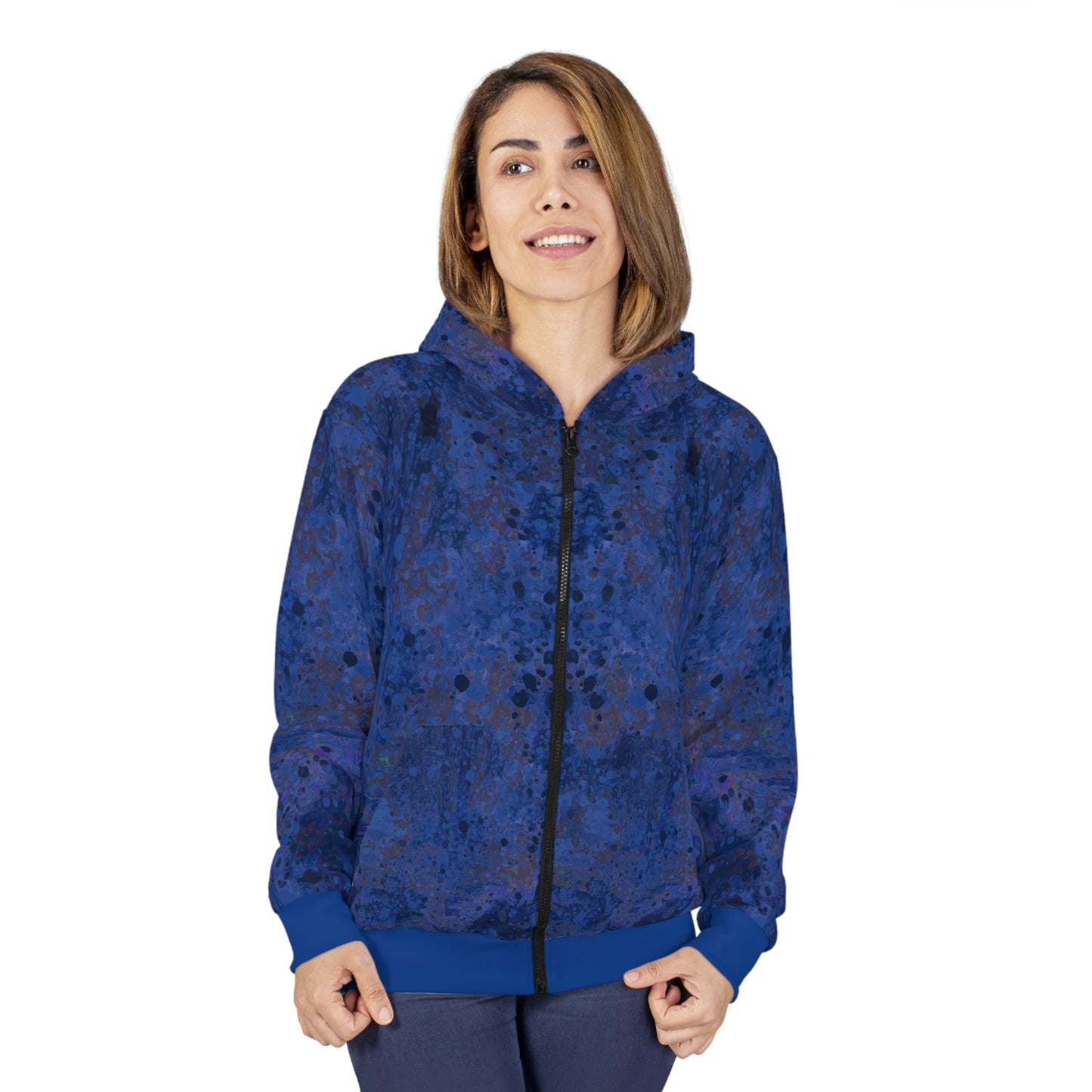 Unisex Zip Hoodie/Jacket - Happy Splash Dark Blue