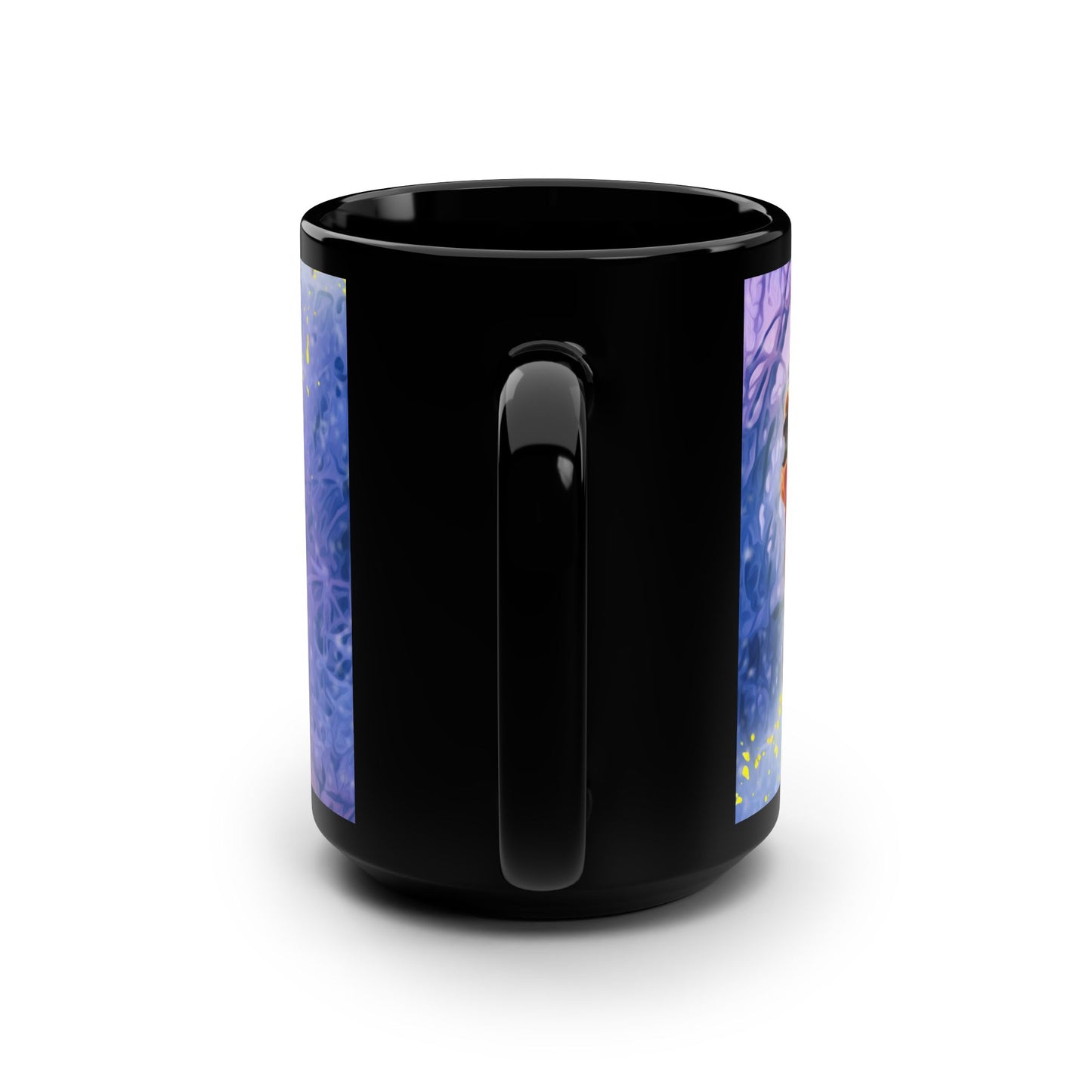 15oz Black Mug - Santa fly-over