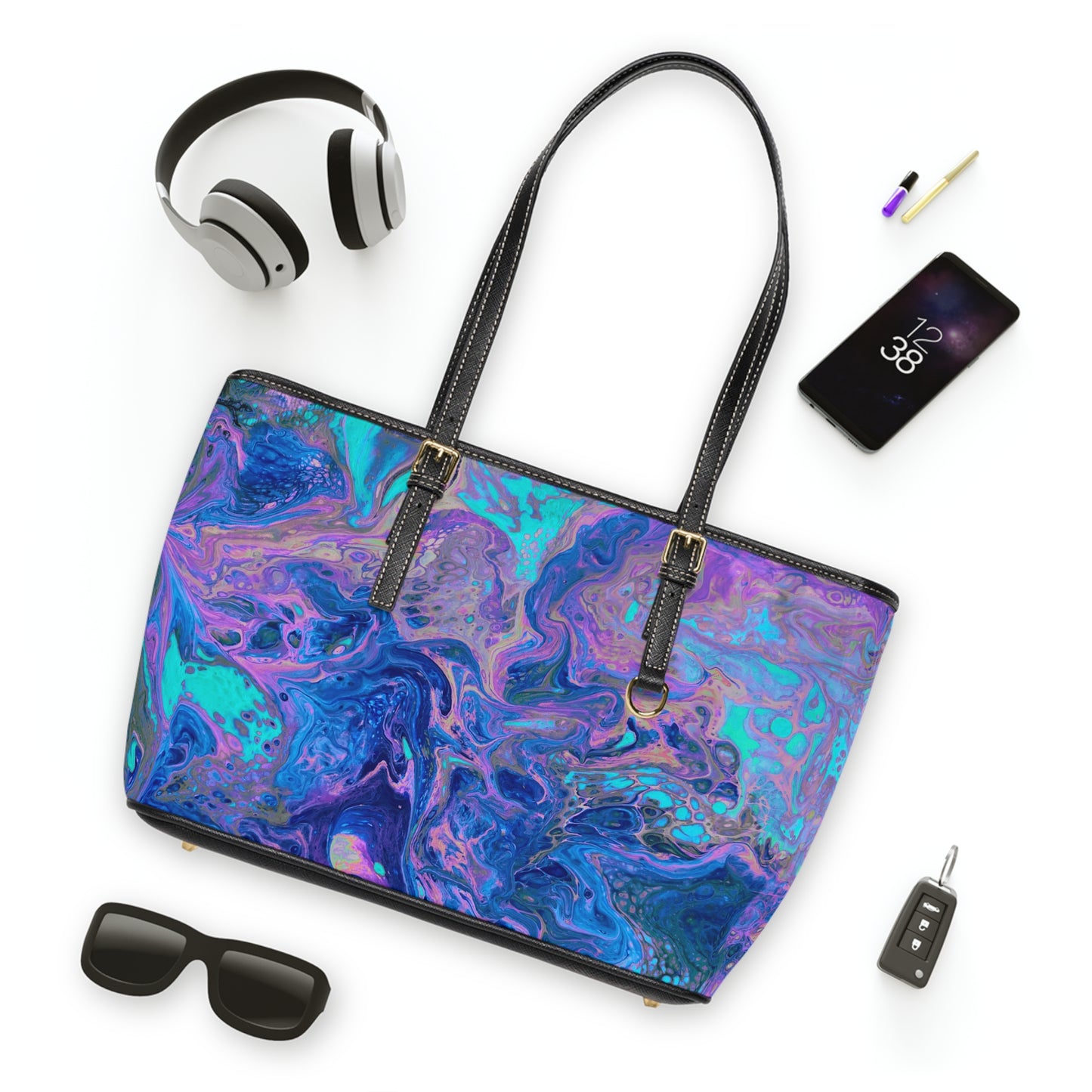 VEGAN Leather Shoulder Bag - Friendship - Turquoise/Blue