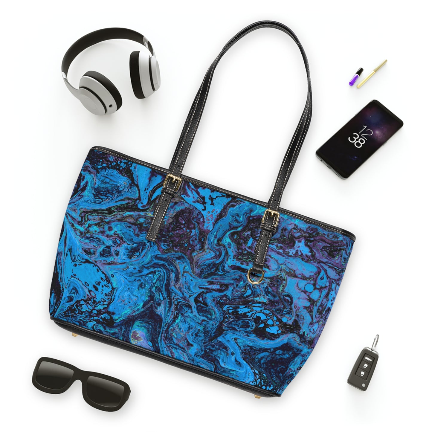 VEGAN Leather Shoulder Bag - Friendship - Dark Blue
