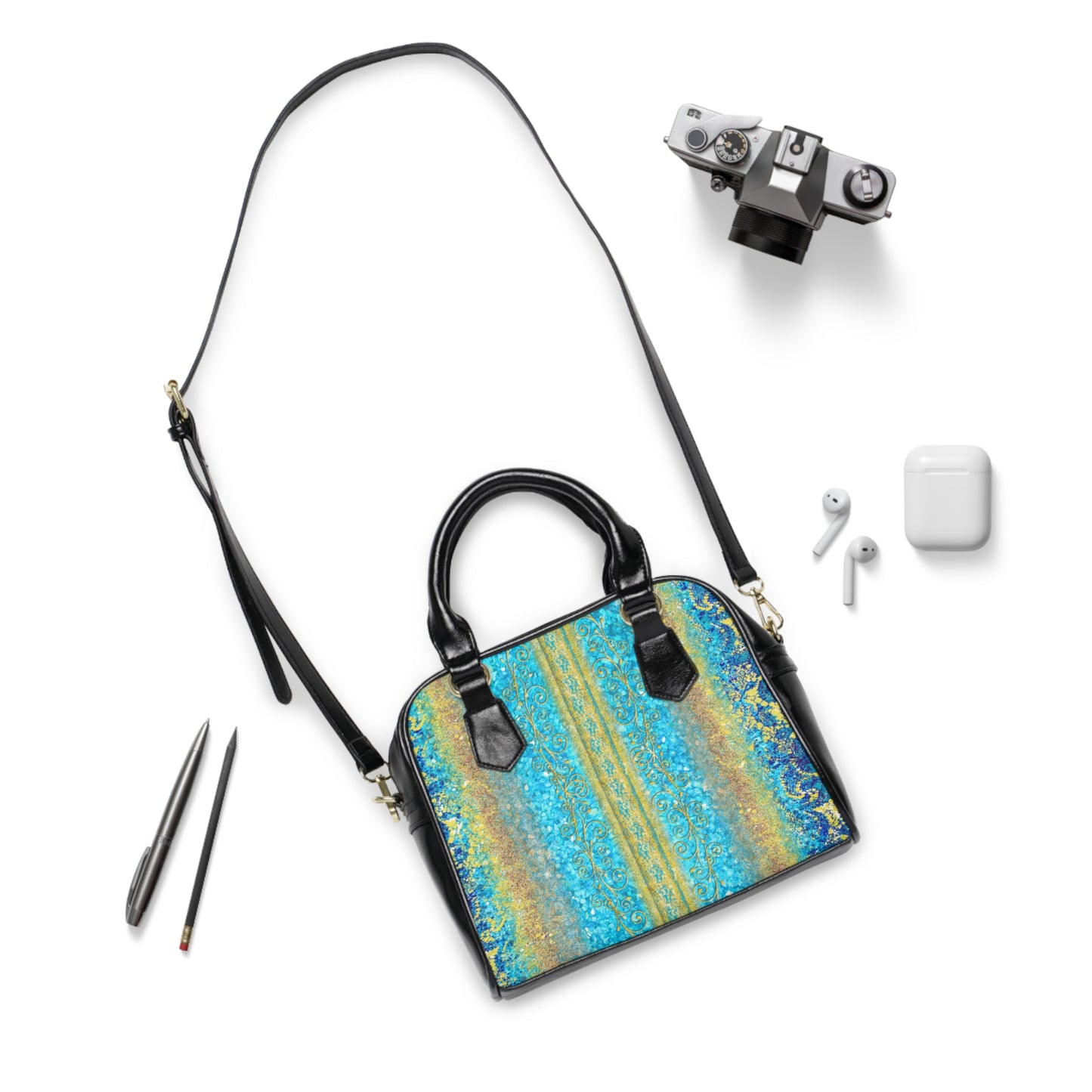 Shoulder Handbag - Royal Blue-Turquoise