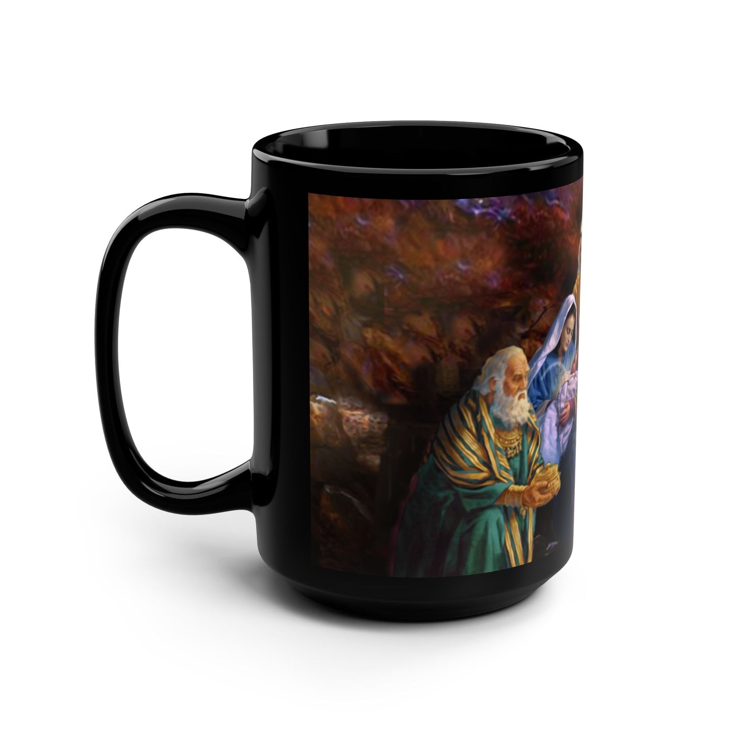 15oz Black Mug - Holy Night