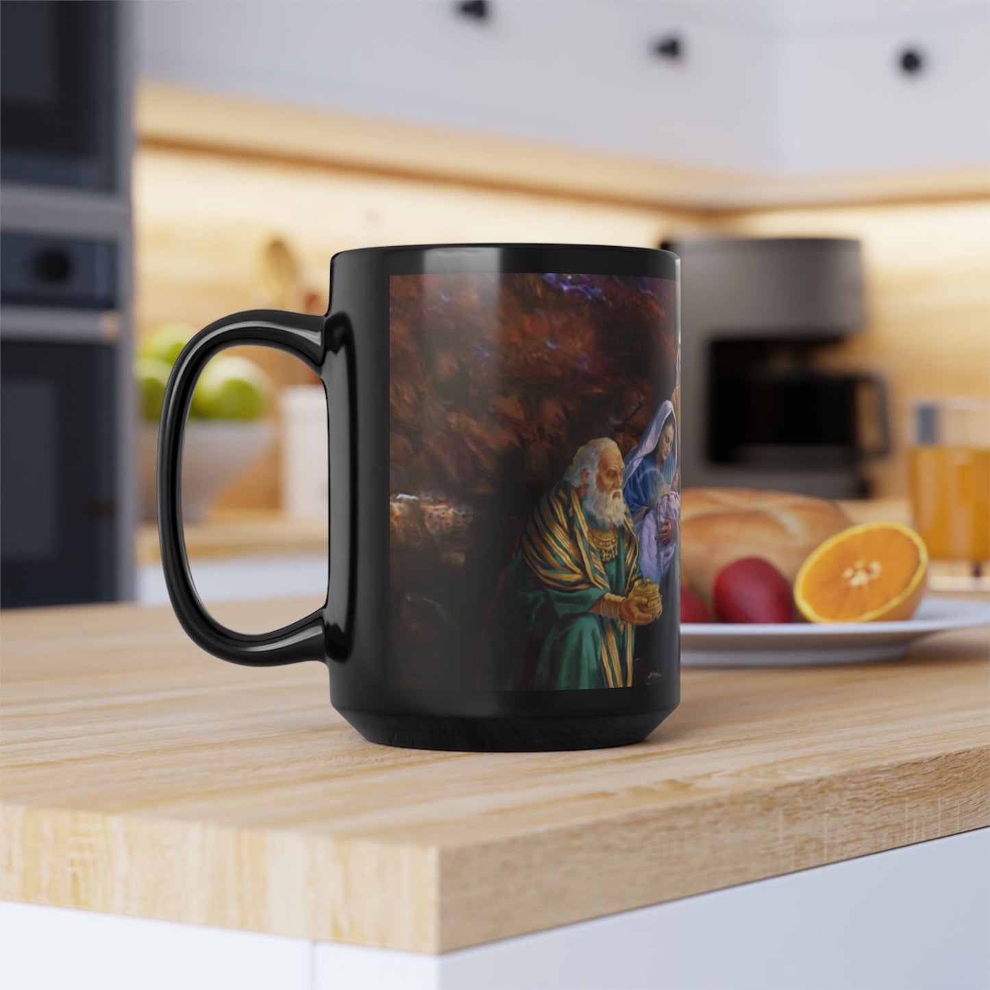 15oz Black Mug - Holy Night