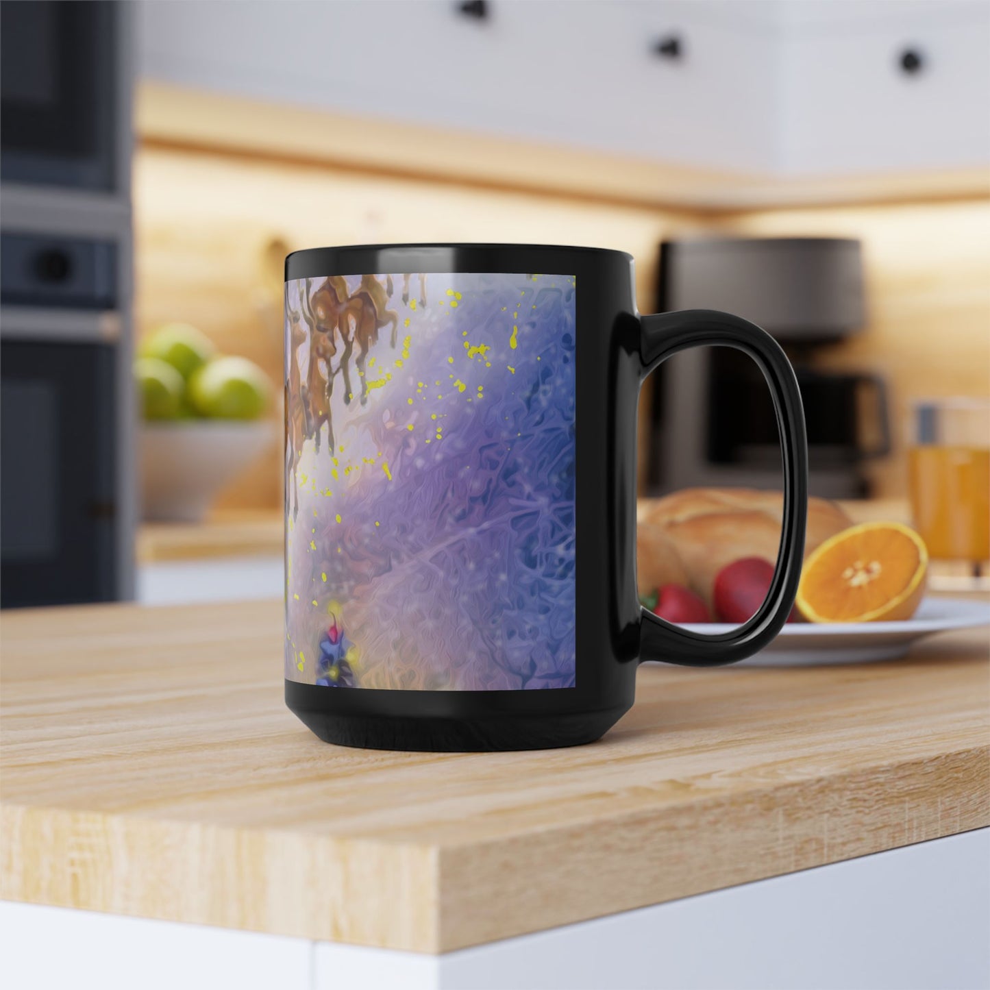 15oz Black Mug - Santa fly-over