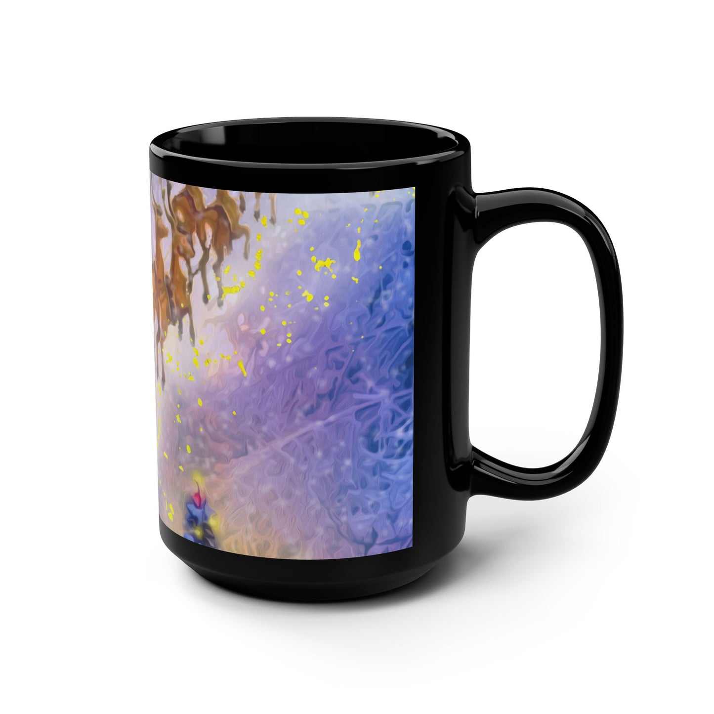 15oz Black Mug - Santa fly-over