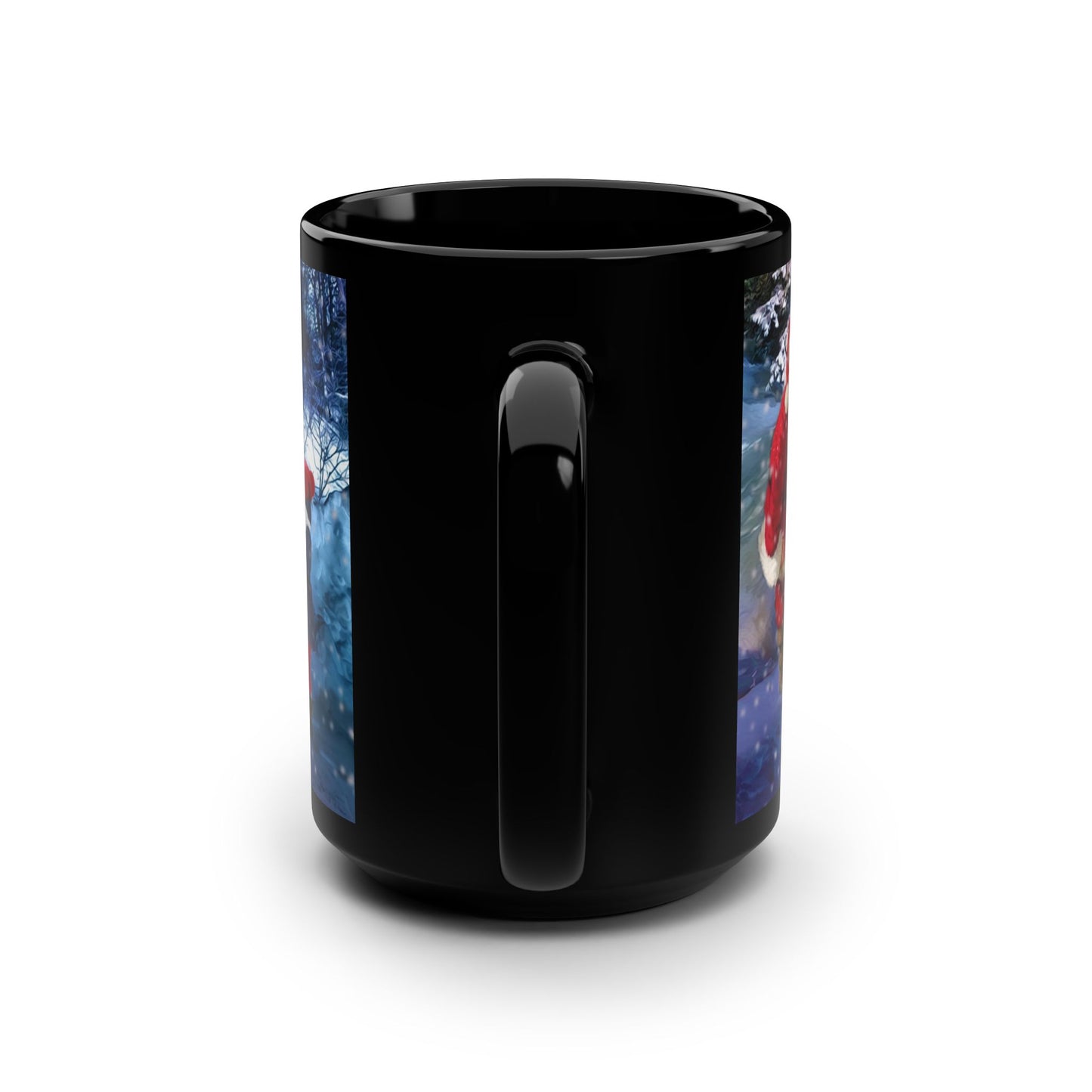 15oz Black Mug - Santa Hiding