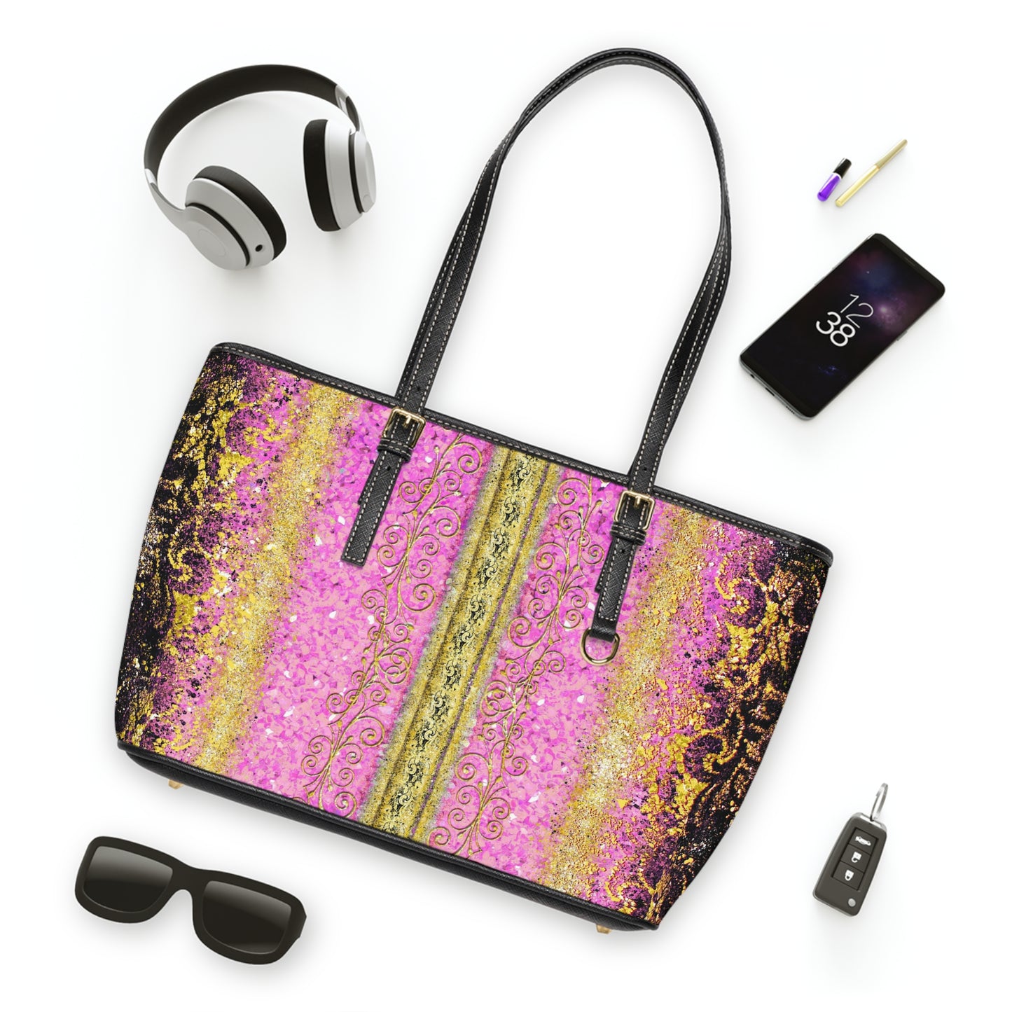VEGAN Leather Shoulder Bag - Royal Pink