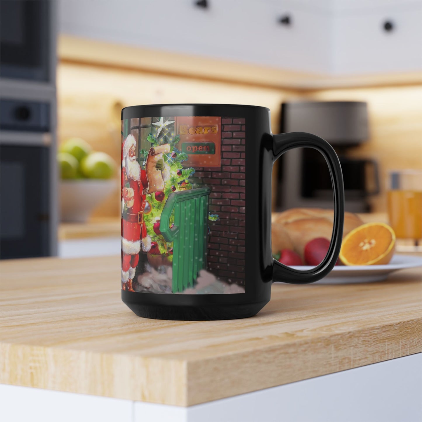 15oz Black Mug - Santa Toy Store