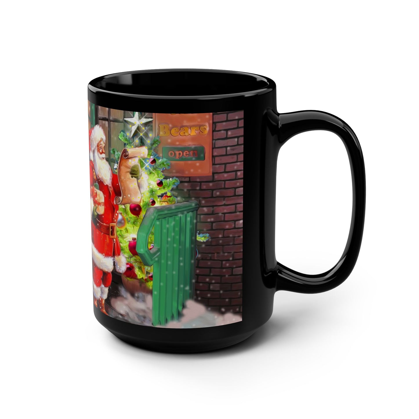 15oz Black Mug - Santa Toy Store