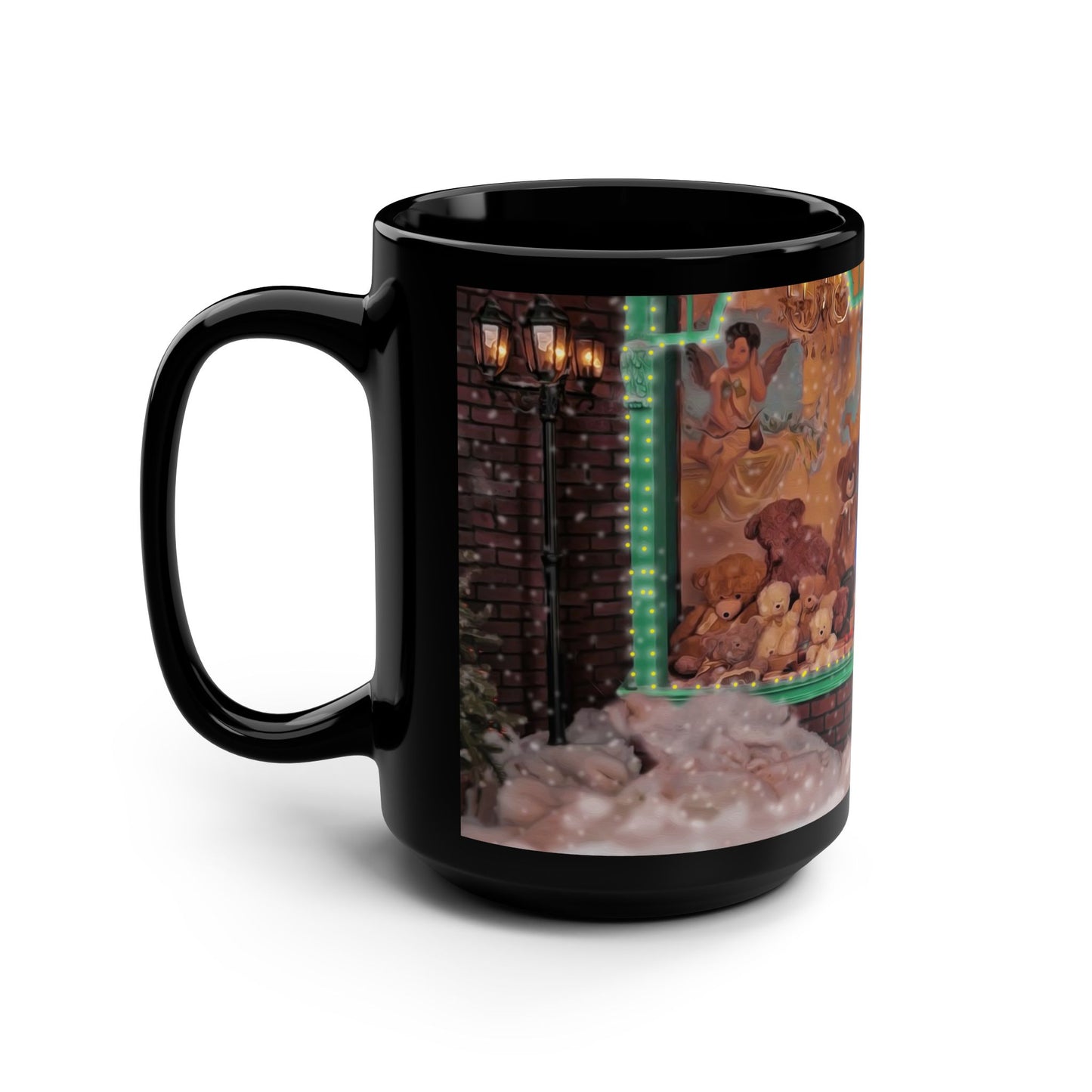 15oz Black Mug - Santa Toy Store