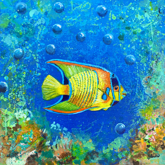"Queen Angelfish" - 18"x 18"    Under the Sea Series