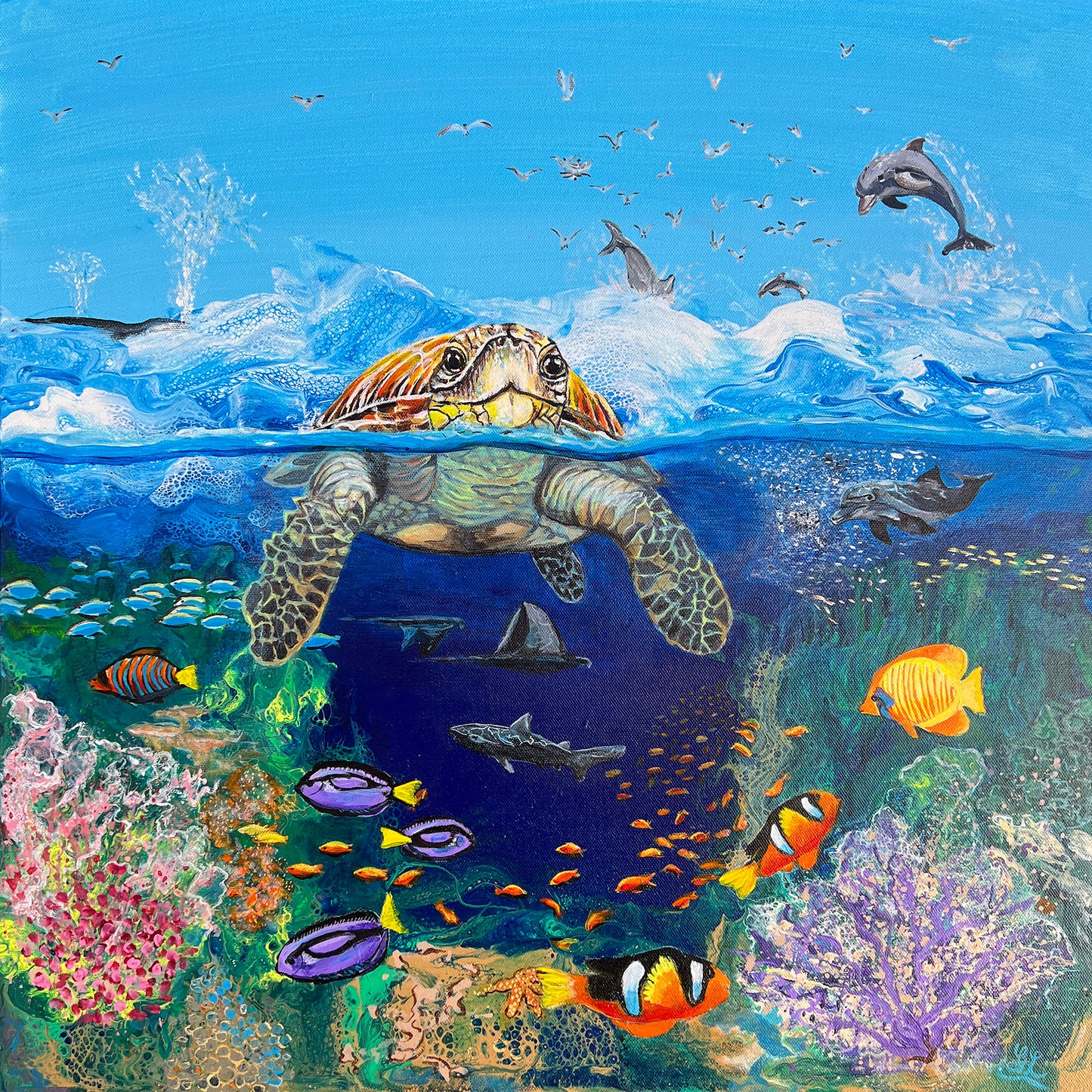 "Tropical Reef" - 24"x 24" Sea Life Series