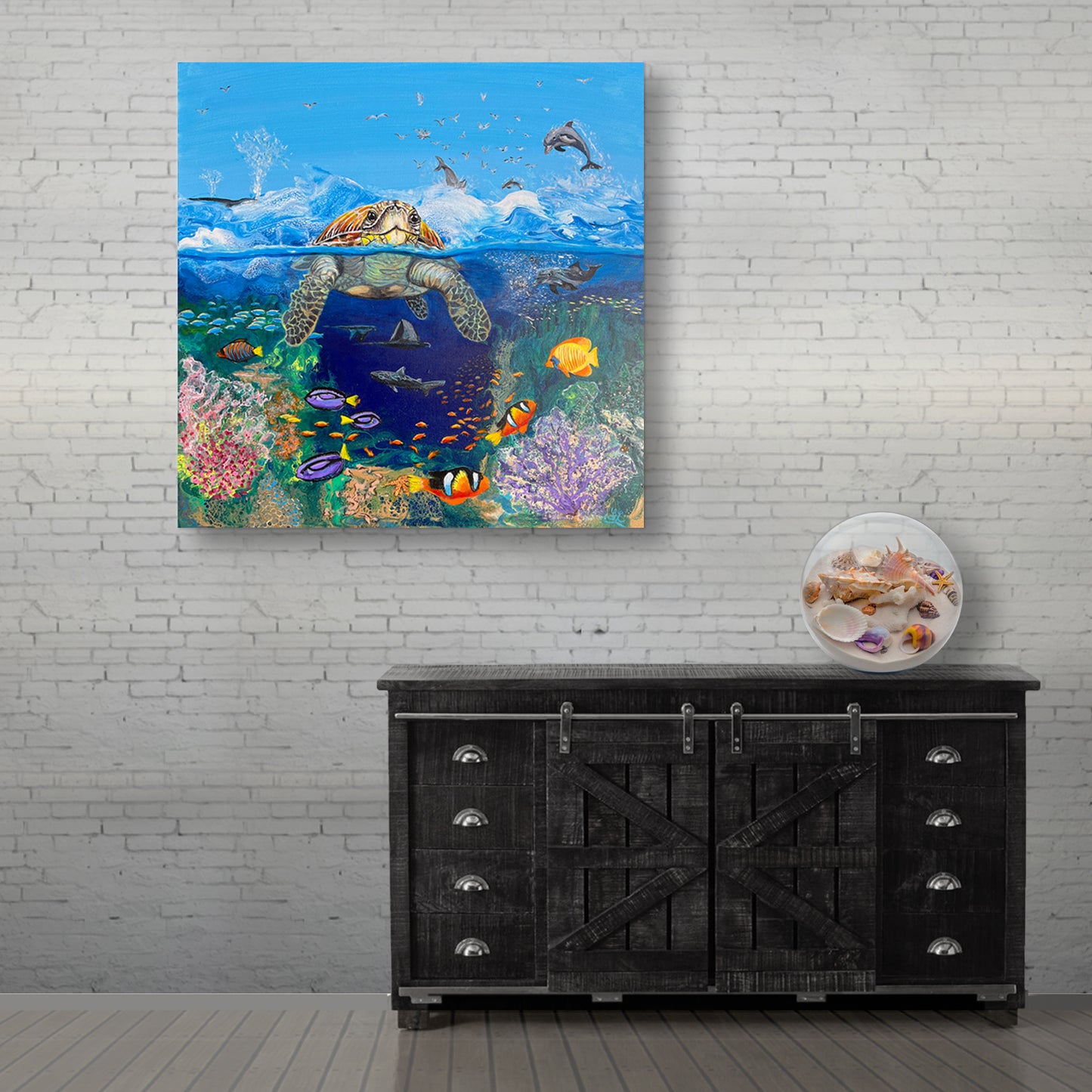 "Tropical Reef" - 24"x 24" Sea Life Series