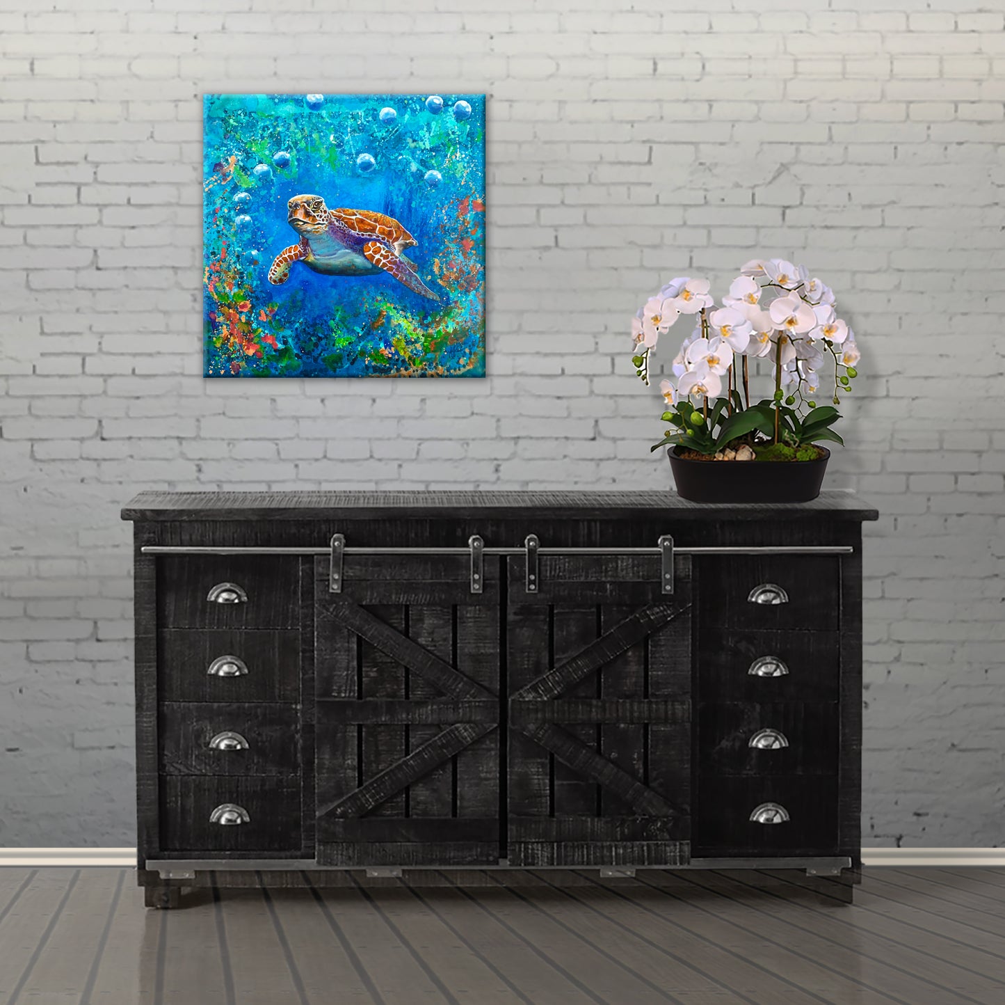 "Turtle 1" - 18"x 18" Under the Sea Series