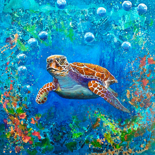 "Turtle 1" - 18"x 18"     Under the Sea Series
