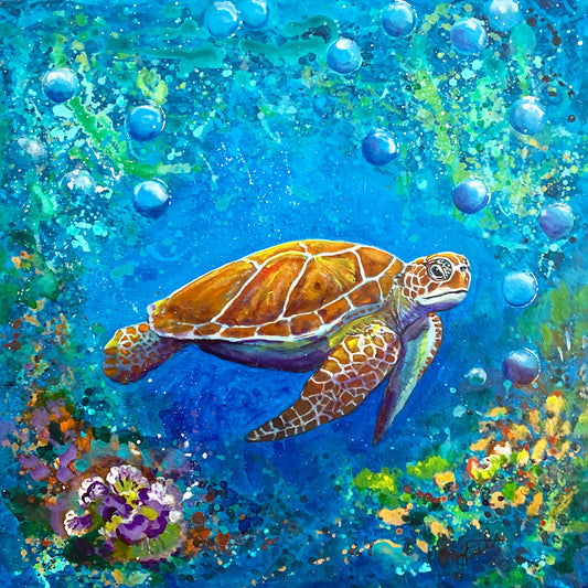 "Turtle 2" - 18"x 18"     Under the Sea Series