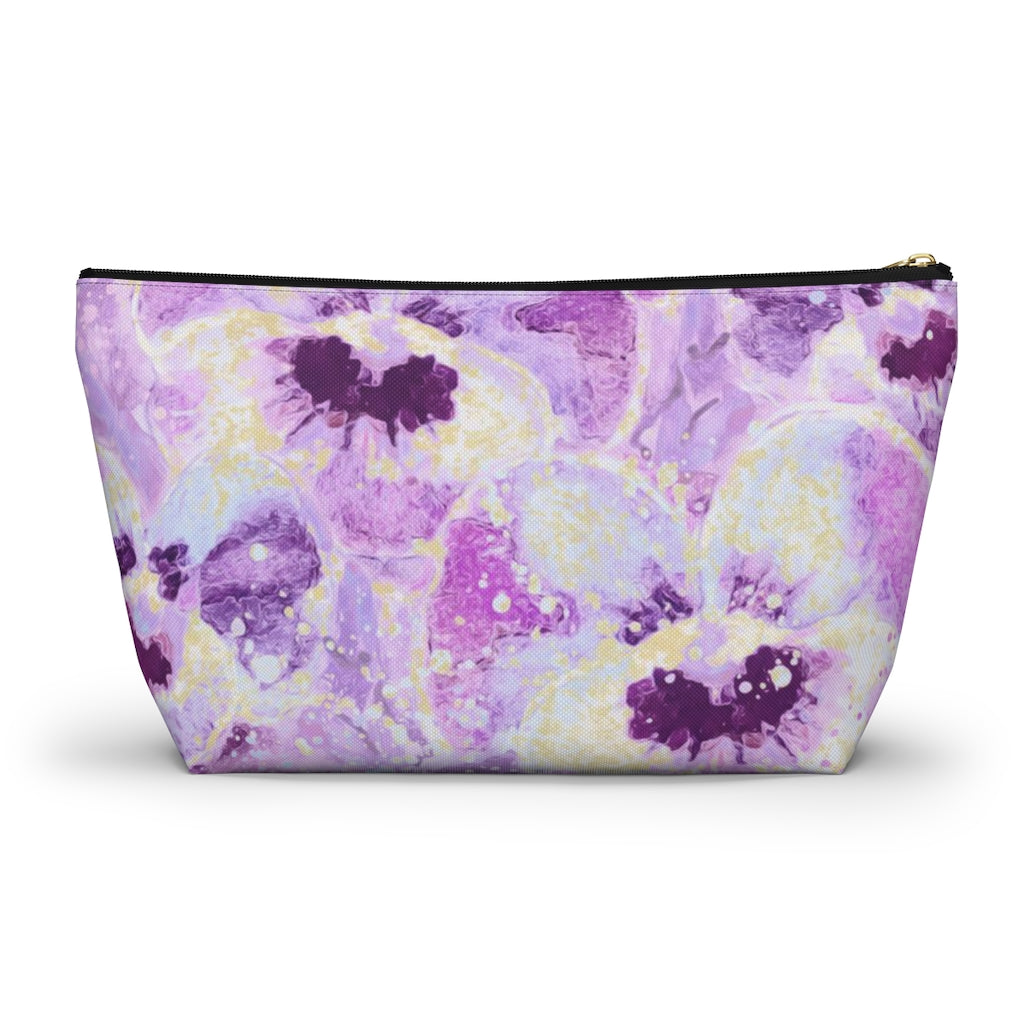 Accessory Pouch w T-bottom - Pink Pansies