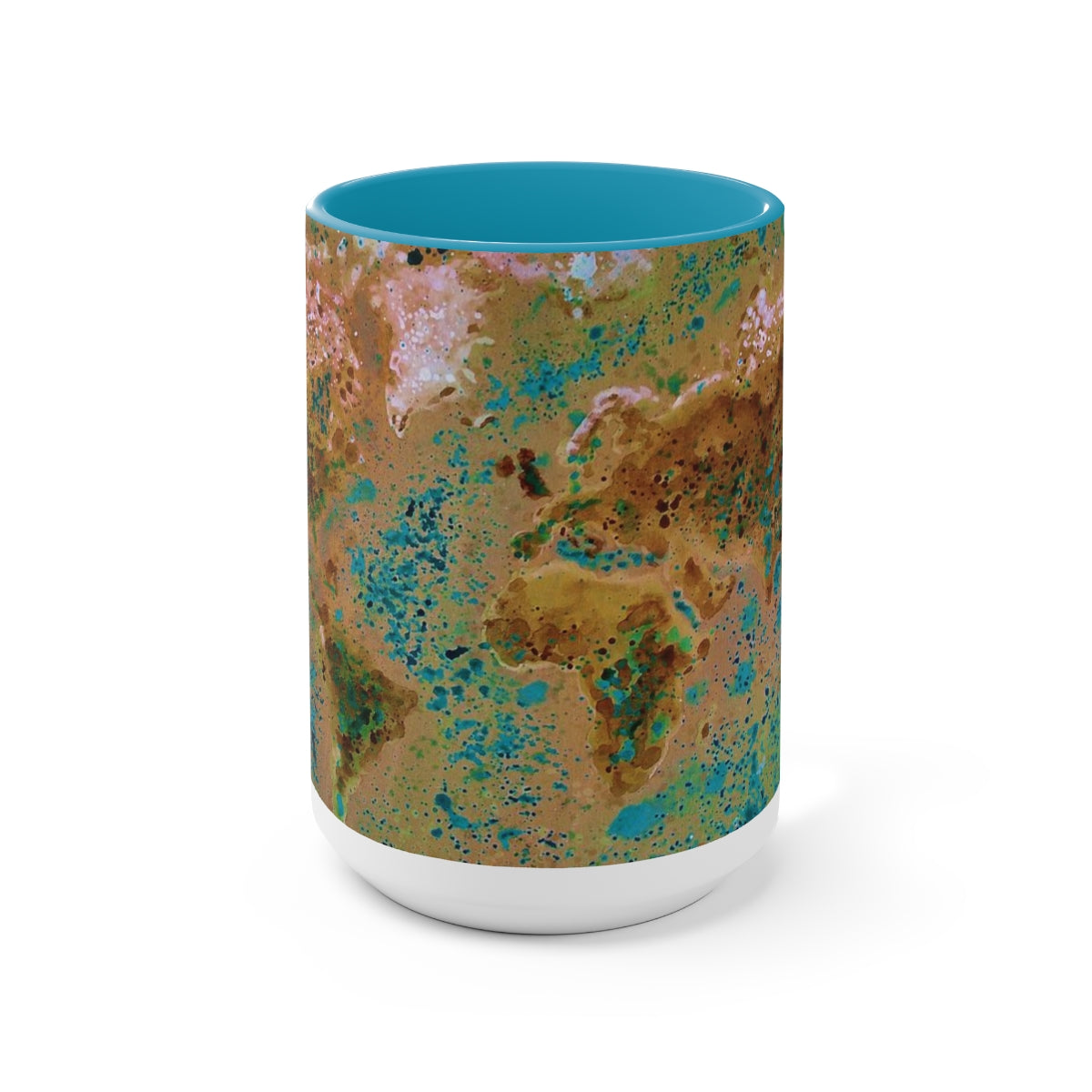 15oz Two-Tone Coffee Mugs - World Map