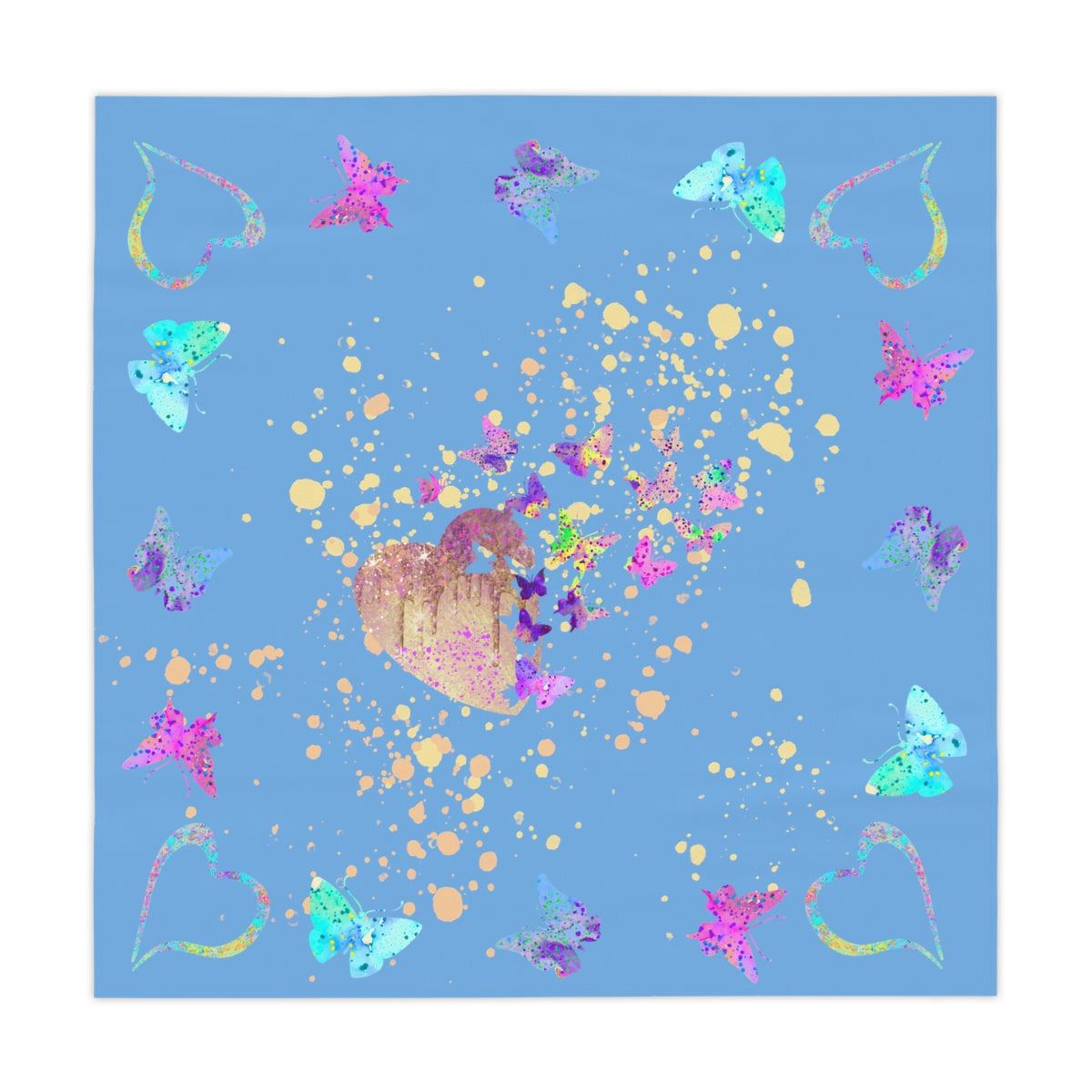 Table Cloth - Butterfly-Hearts/Blue