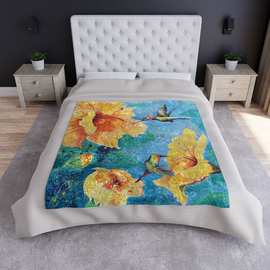 Crushed Velvet Blanket - Garden Visitors