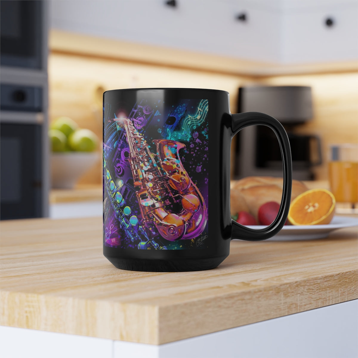 15oz Black Mug - Music