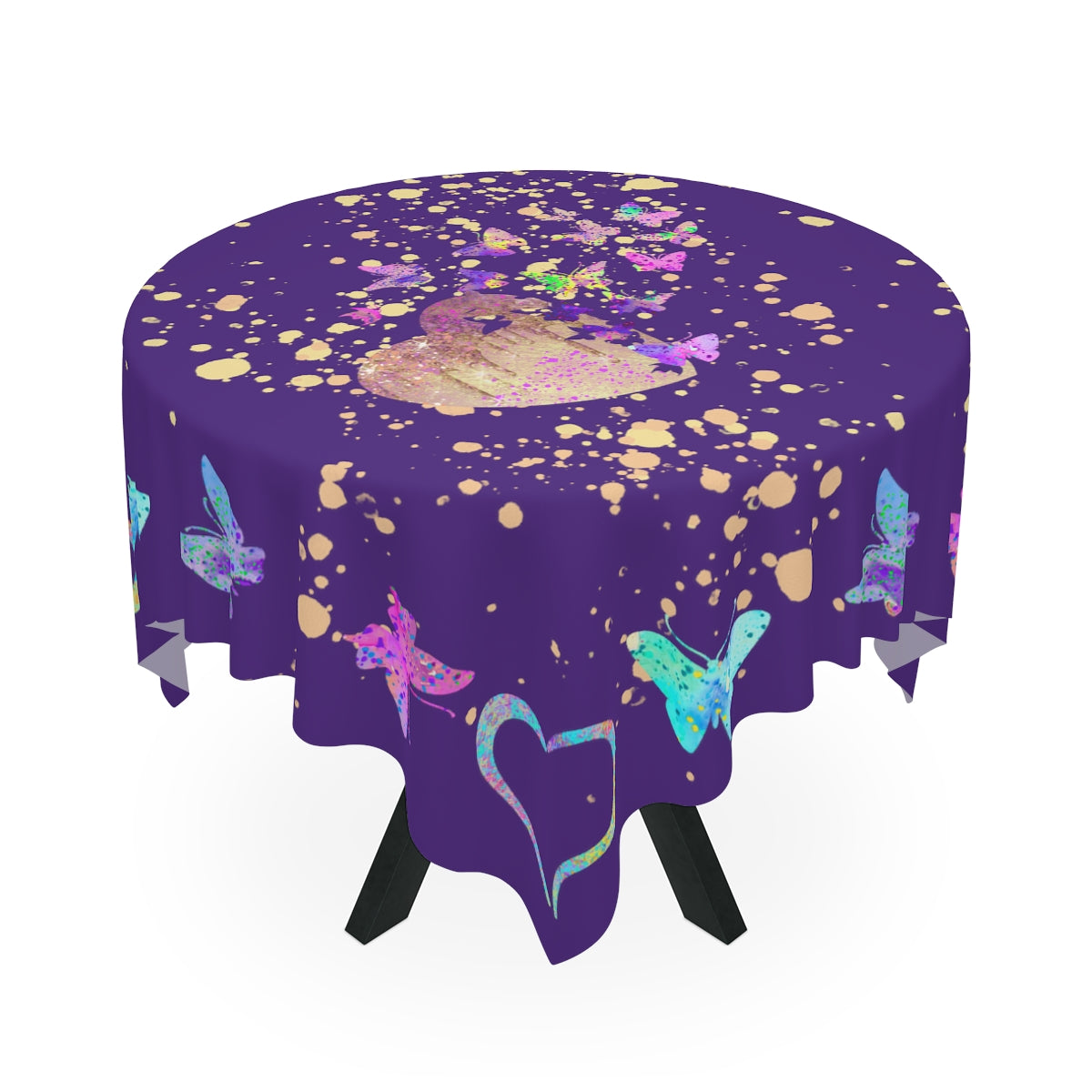 Table Cloth - Butterfly-Hearts/Purple