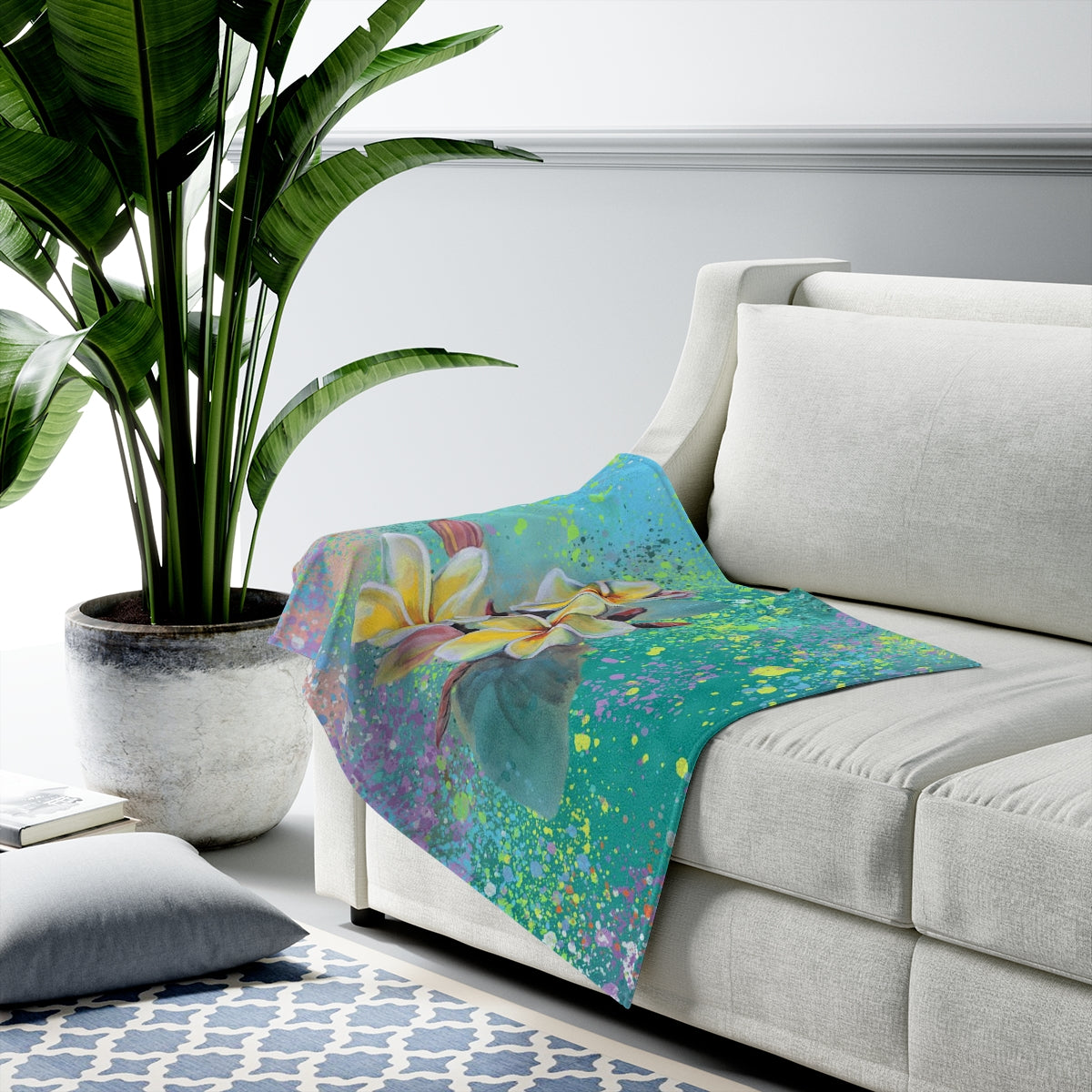 Velveteen Plush Blanket - Plumeria