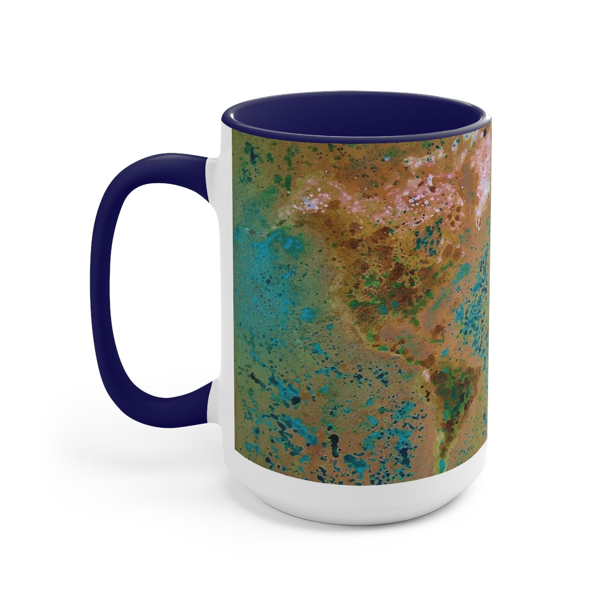 15oz Two-Tone Coffee Mugs - World Map