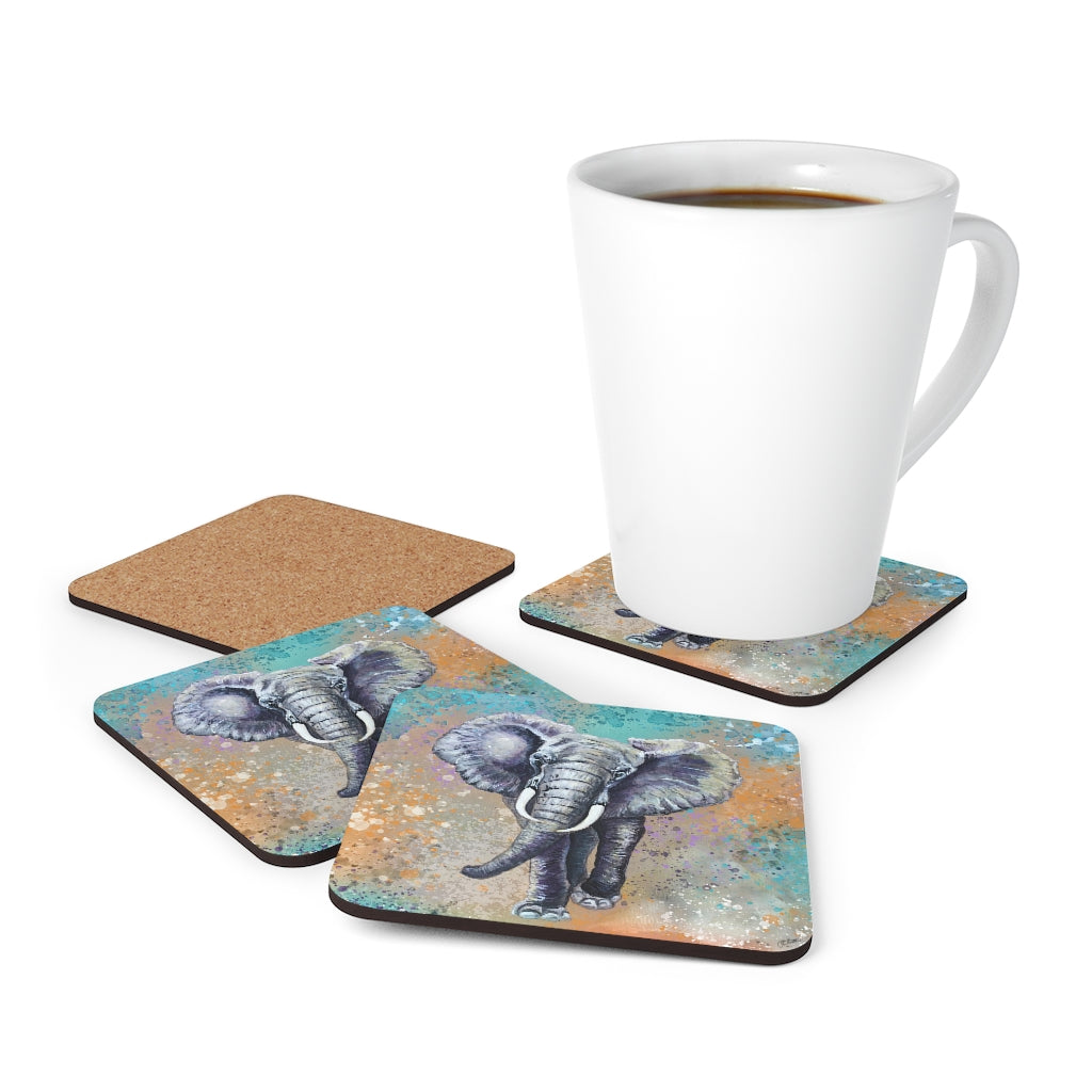 Cork Back Coaster - African Elephant
