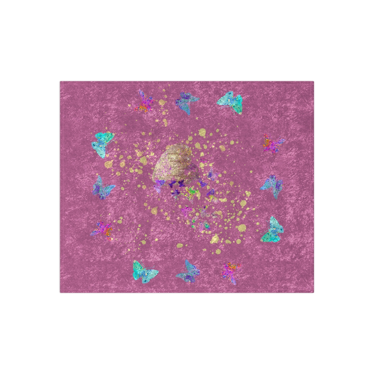 Crushed Velvet Blanket - Butterflies with Heart Pink