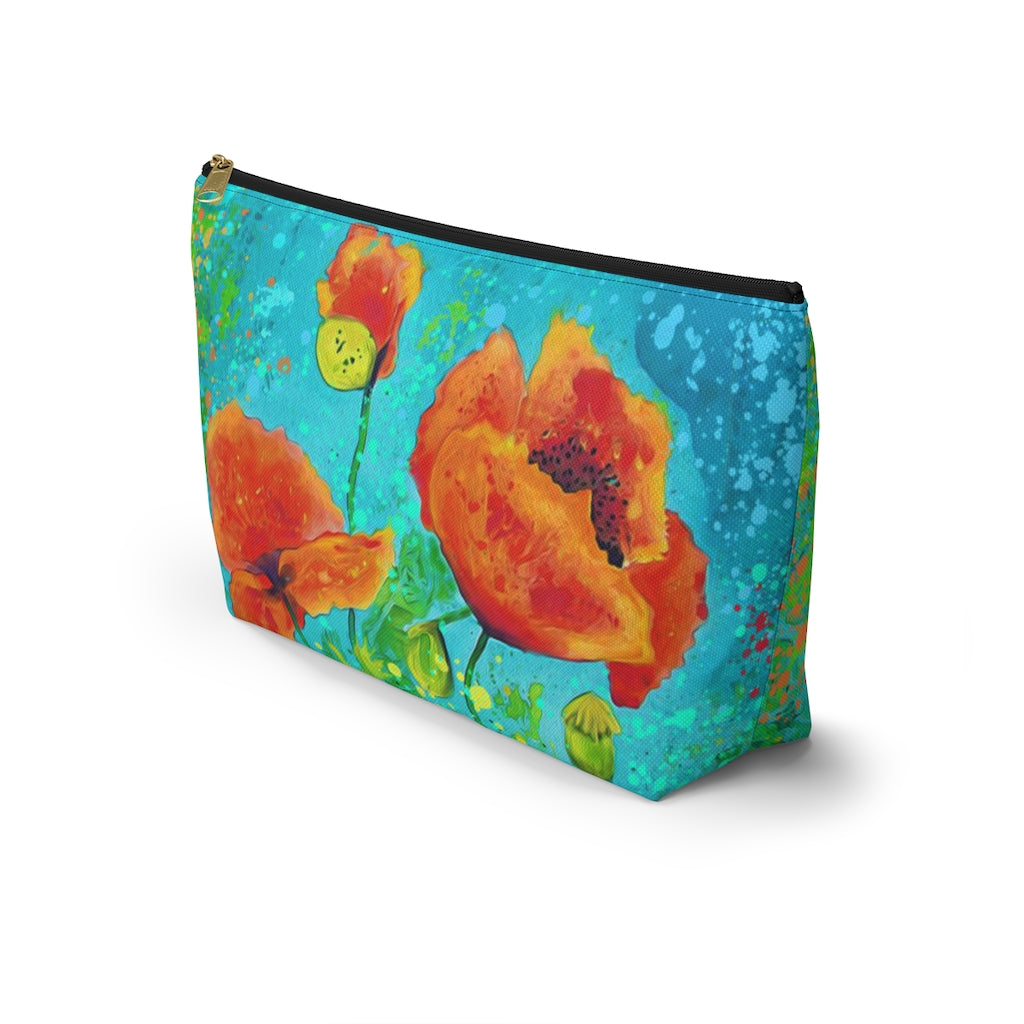 Accessory Pouch w T-bottom - California Poppies