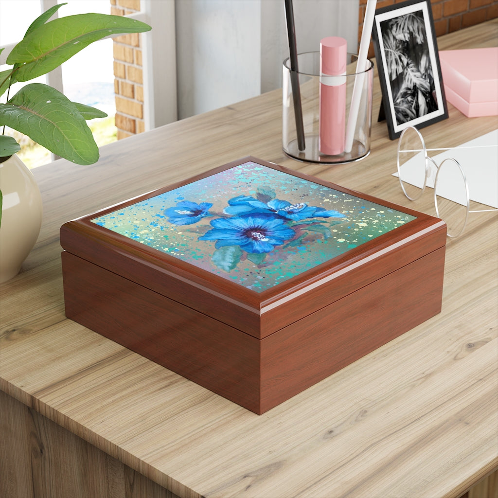 Jewelry Box - Blue Hibiscus 2