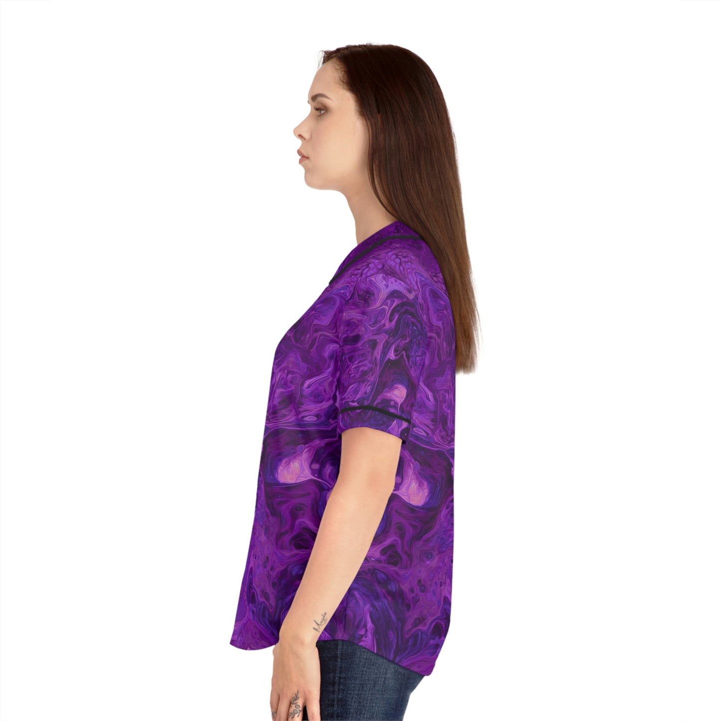 Women's Baseball Jersey - Life's Mystery-Purple Rose/Dark