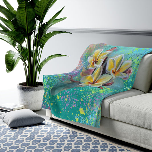 Velveteen Plush Blanket - Plumeria