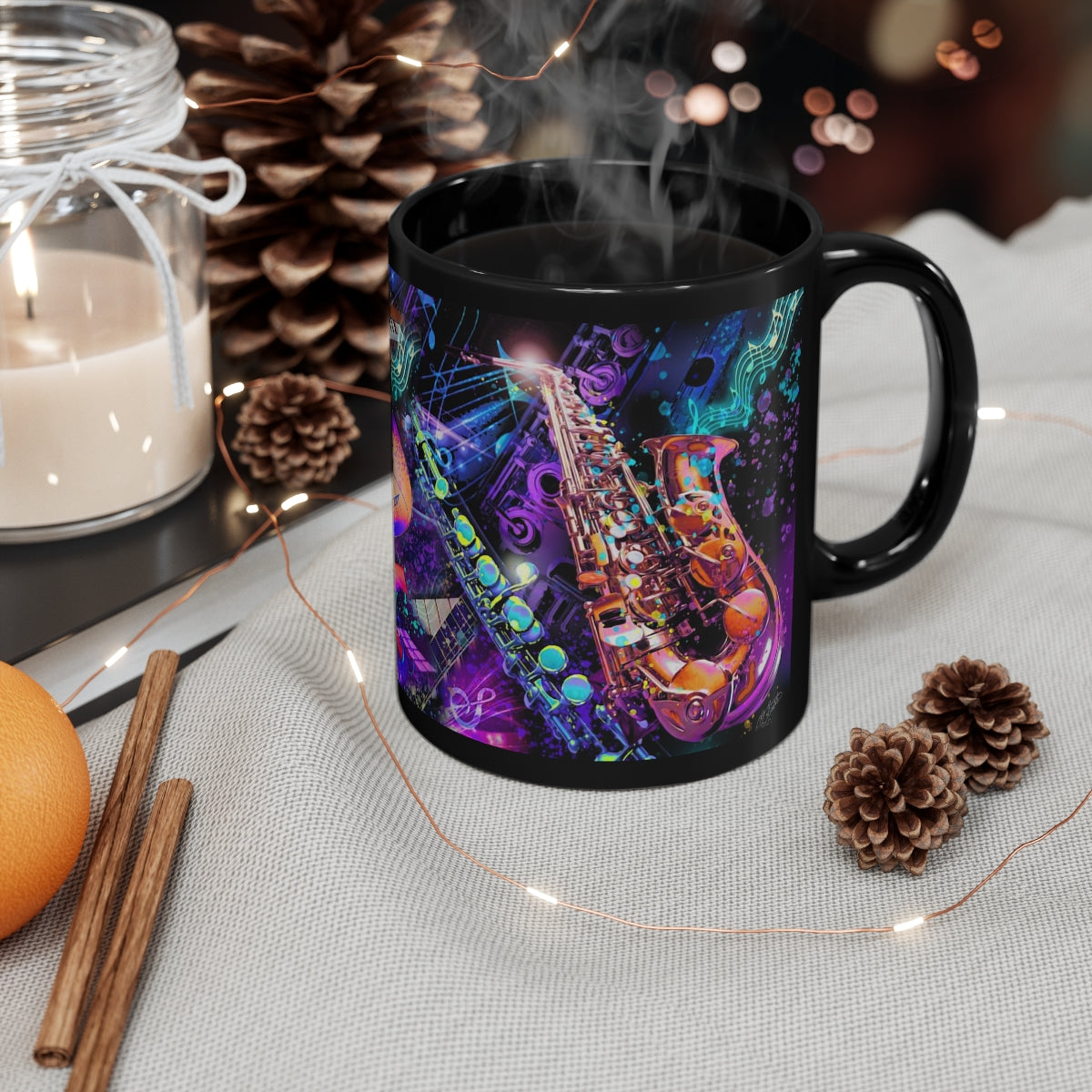 11oz Black Mug - Music