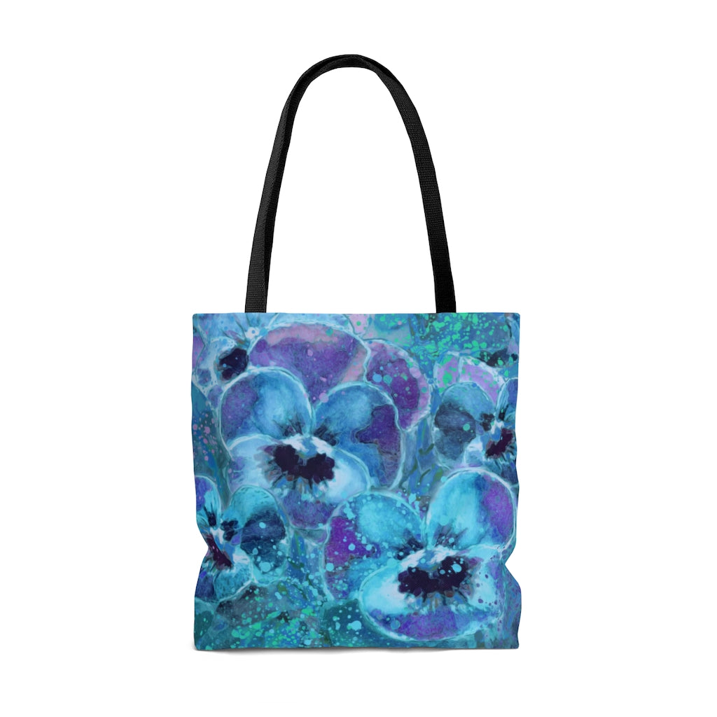 Tote Bag - Pansies - Blue Version
