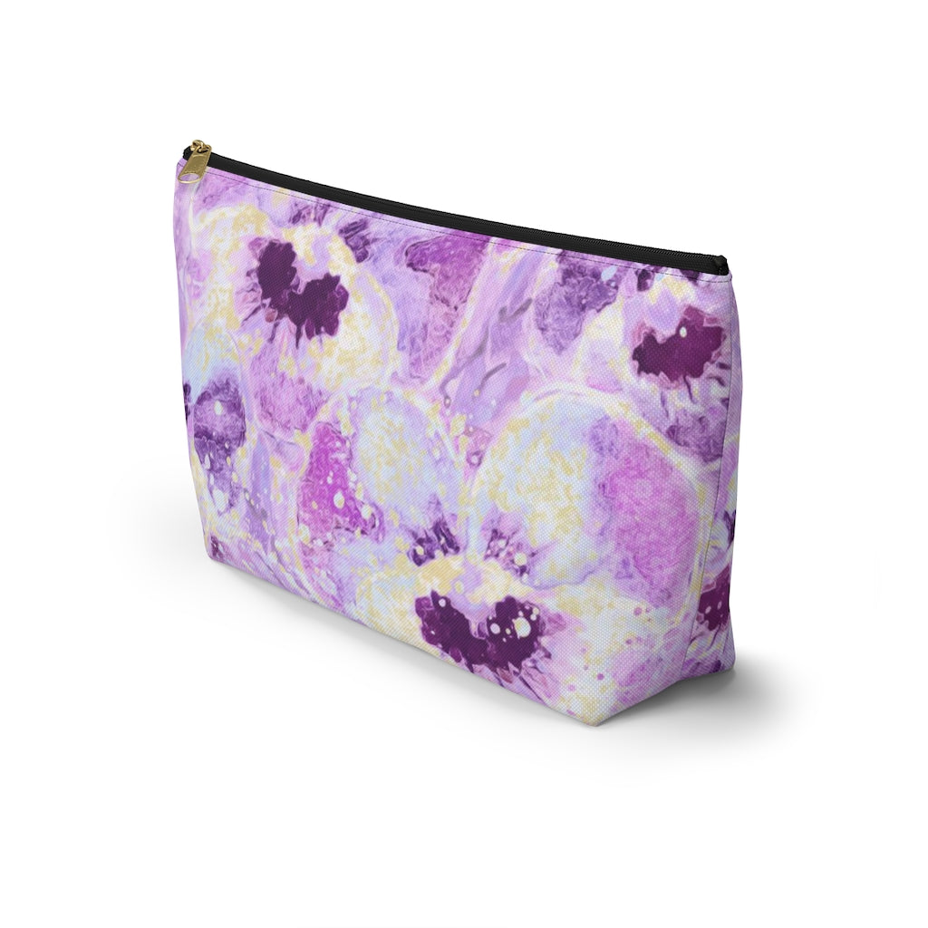 Accessory Pouch w T-bottom - Pink Pansies