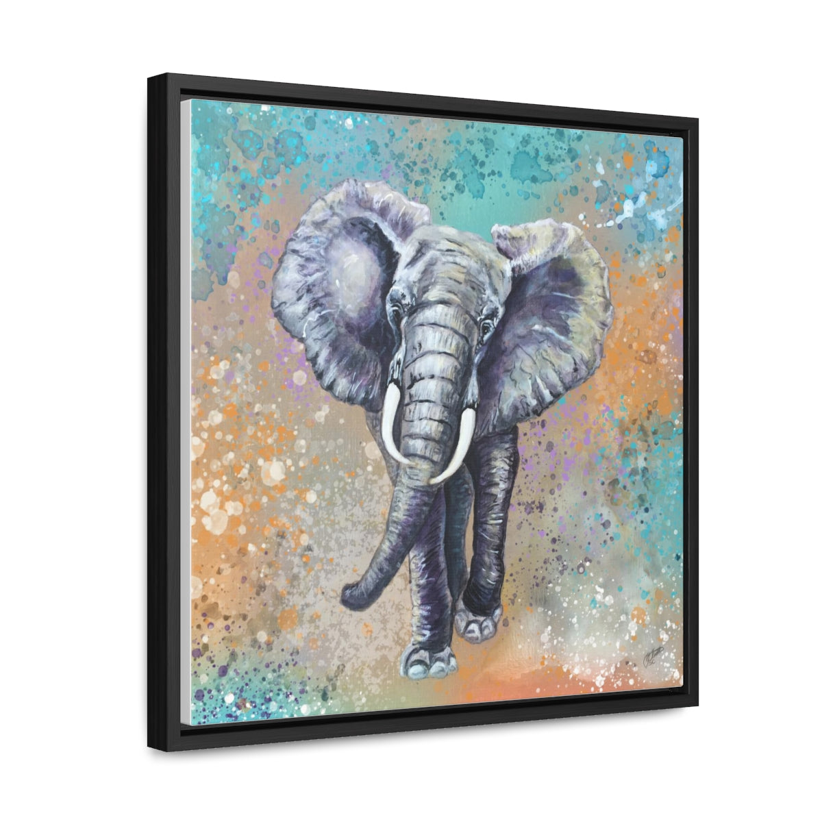 Square Framed Canvas - African Elephant