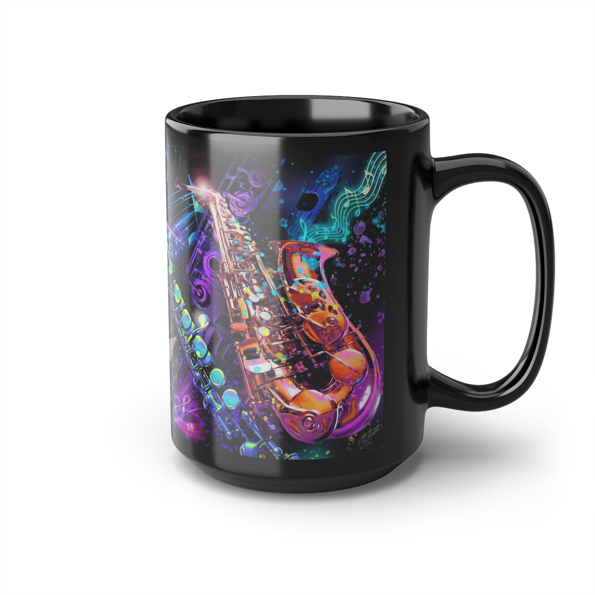 15oz Black Mug - Music