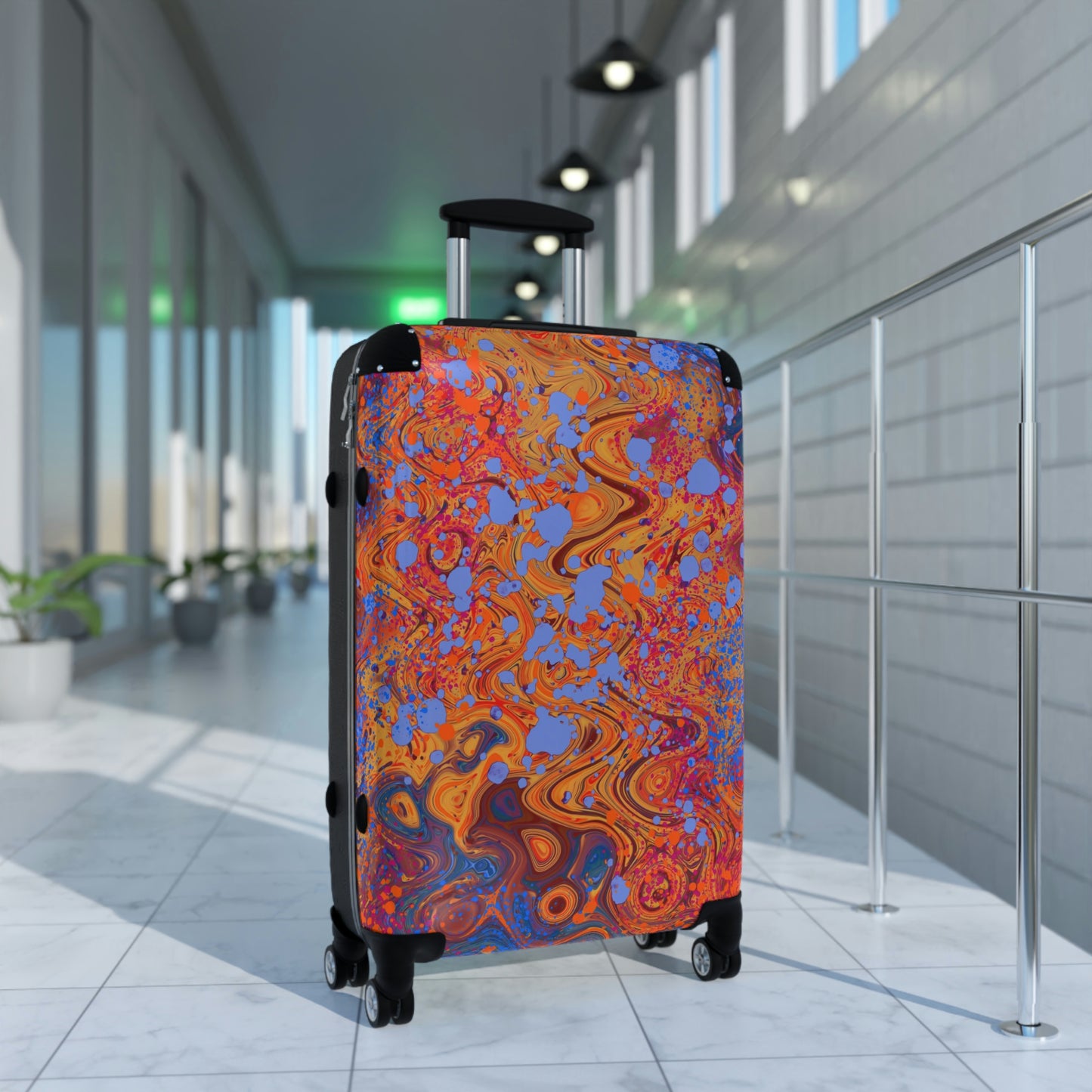 Hard Shell Suitcases - Red Swirls