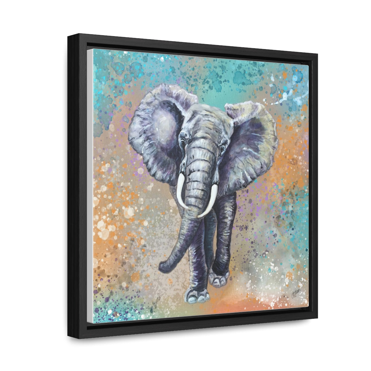 Square Framed Canvas - African Elephant