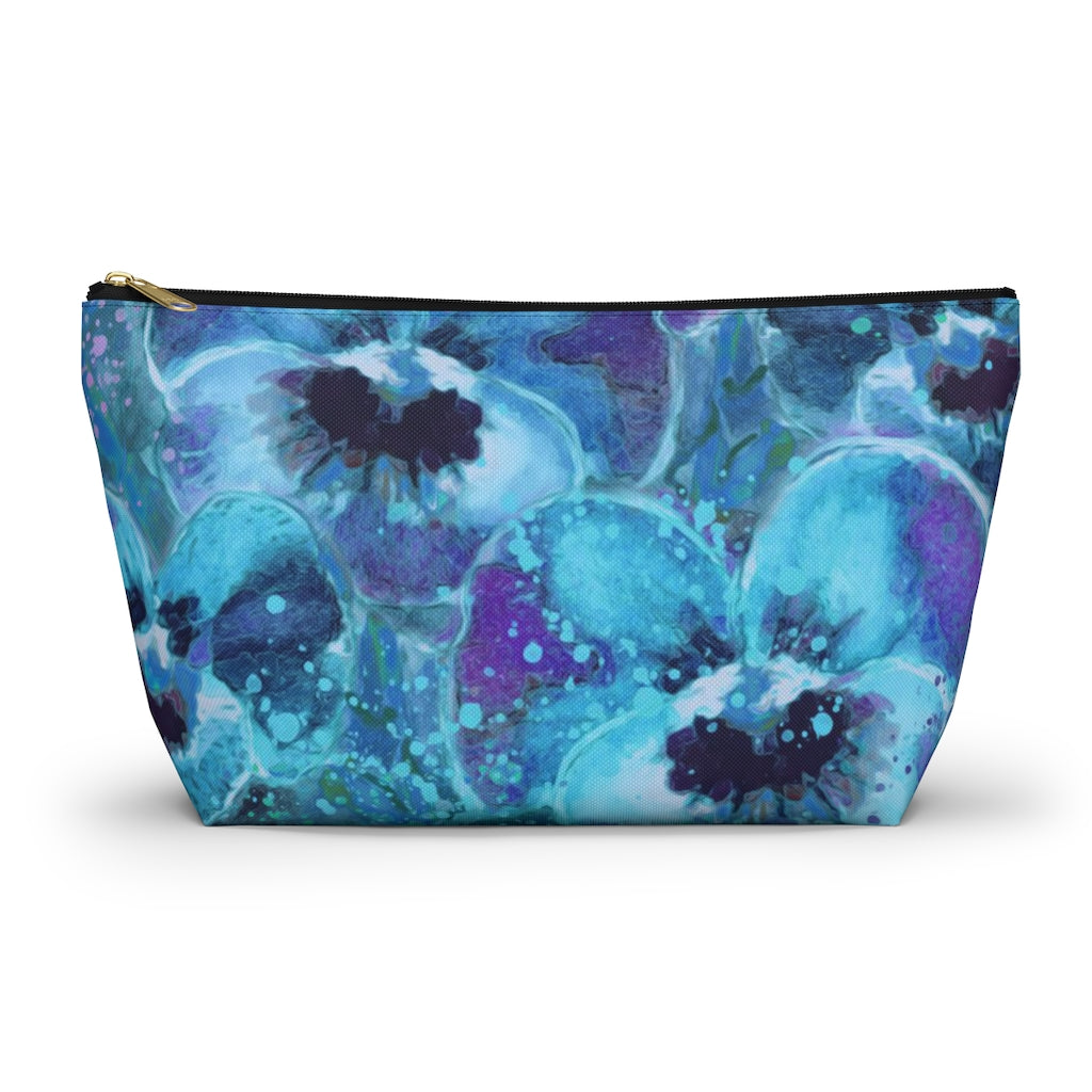 Accessory Pouch w T-bottom - Blue Pansies