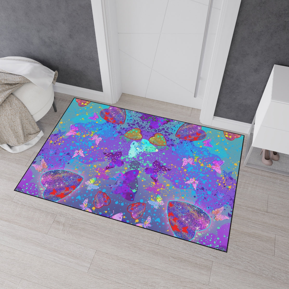 Heavy Duty Floor Mat - Hearts & Butterflies