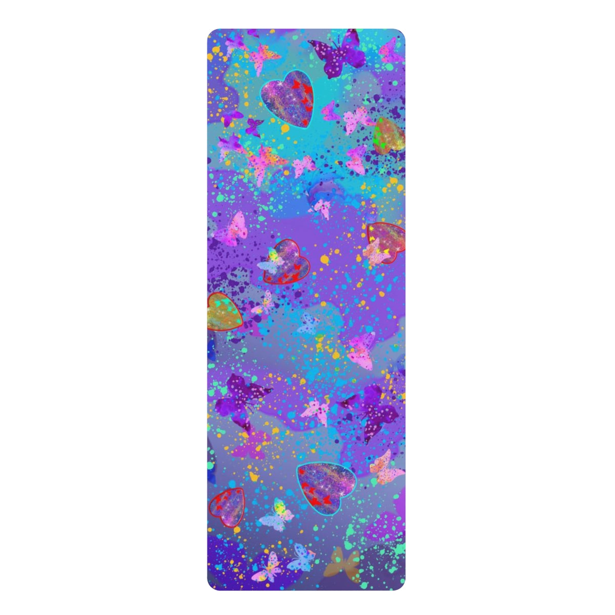 Rubber Yoga Mat - Hearts & Butterflies