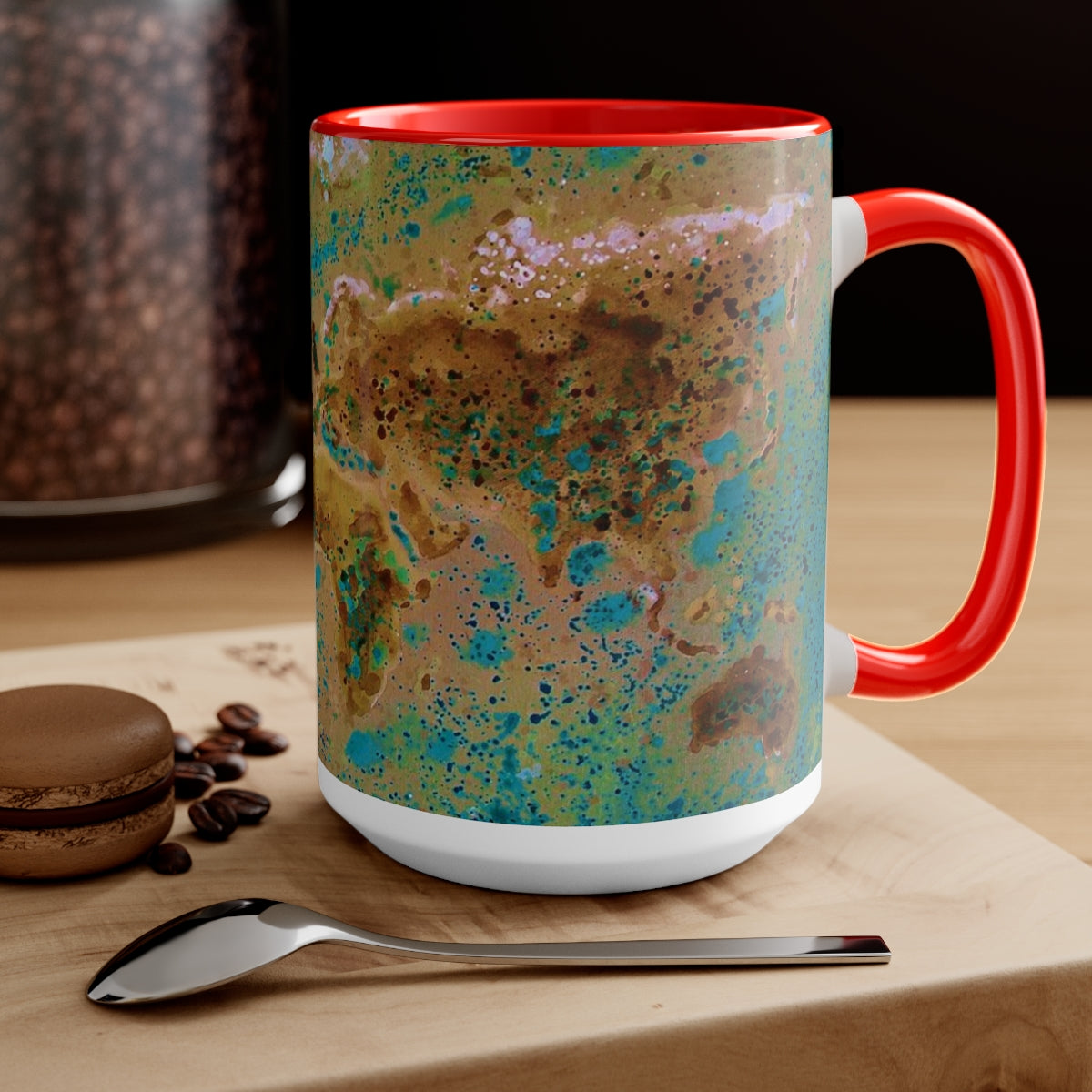 15oz Two-Tone Coffee Mugs - World Map
