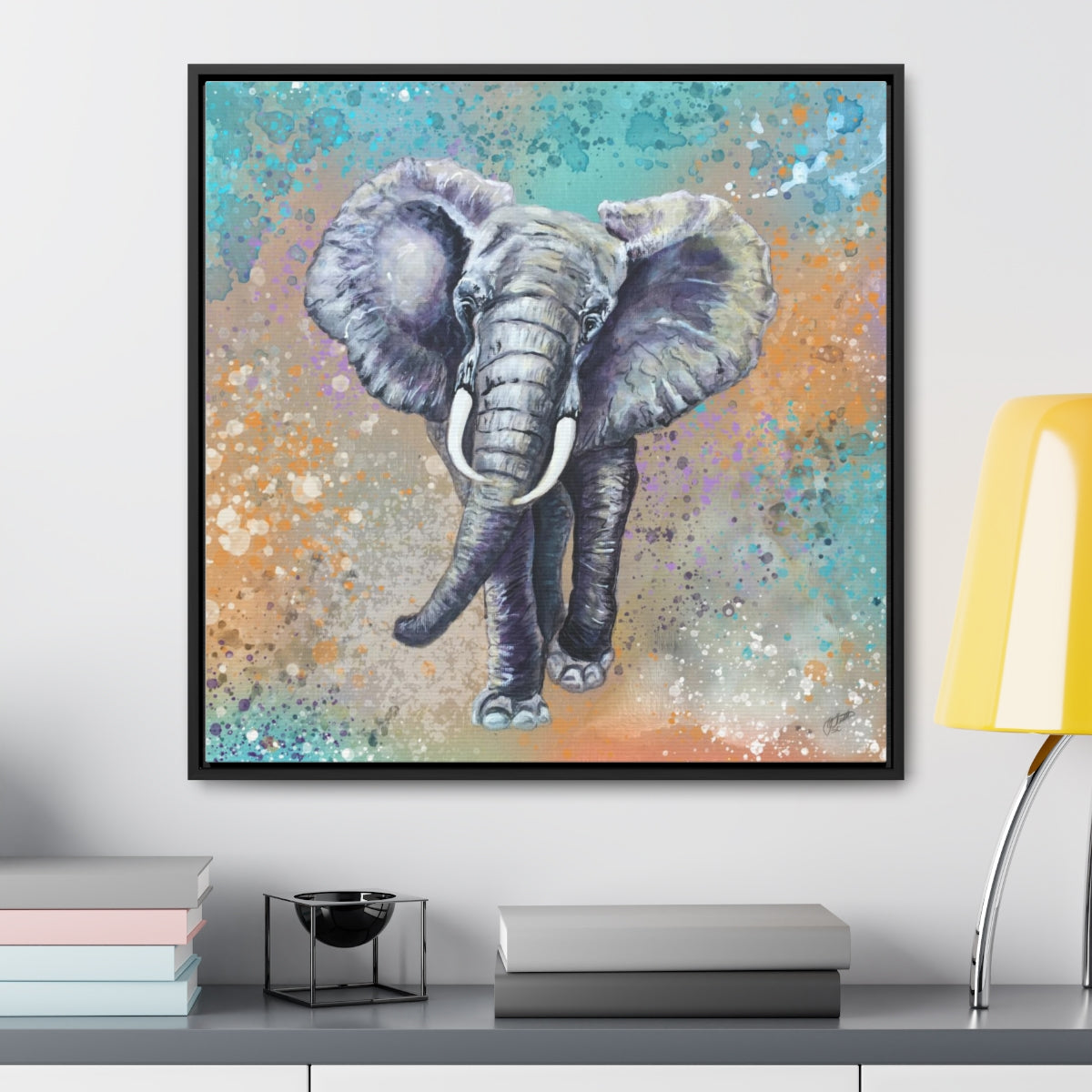 Square Framed Canvas - African Elephant