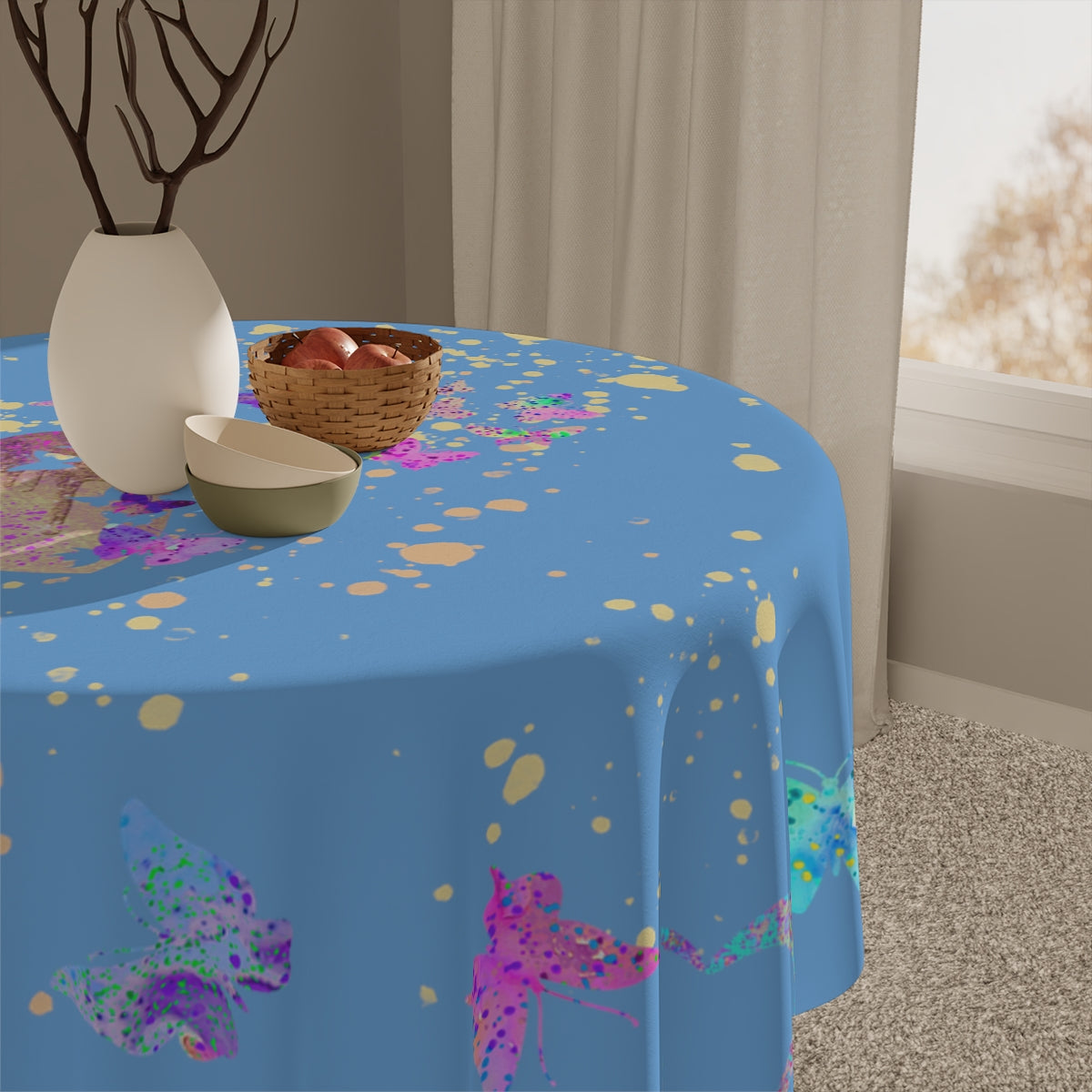 Table Cloth - Butterfly-Hearts/Blue
