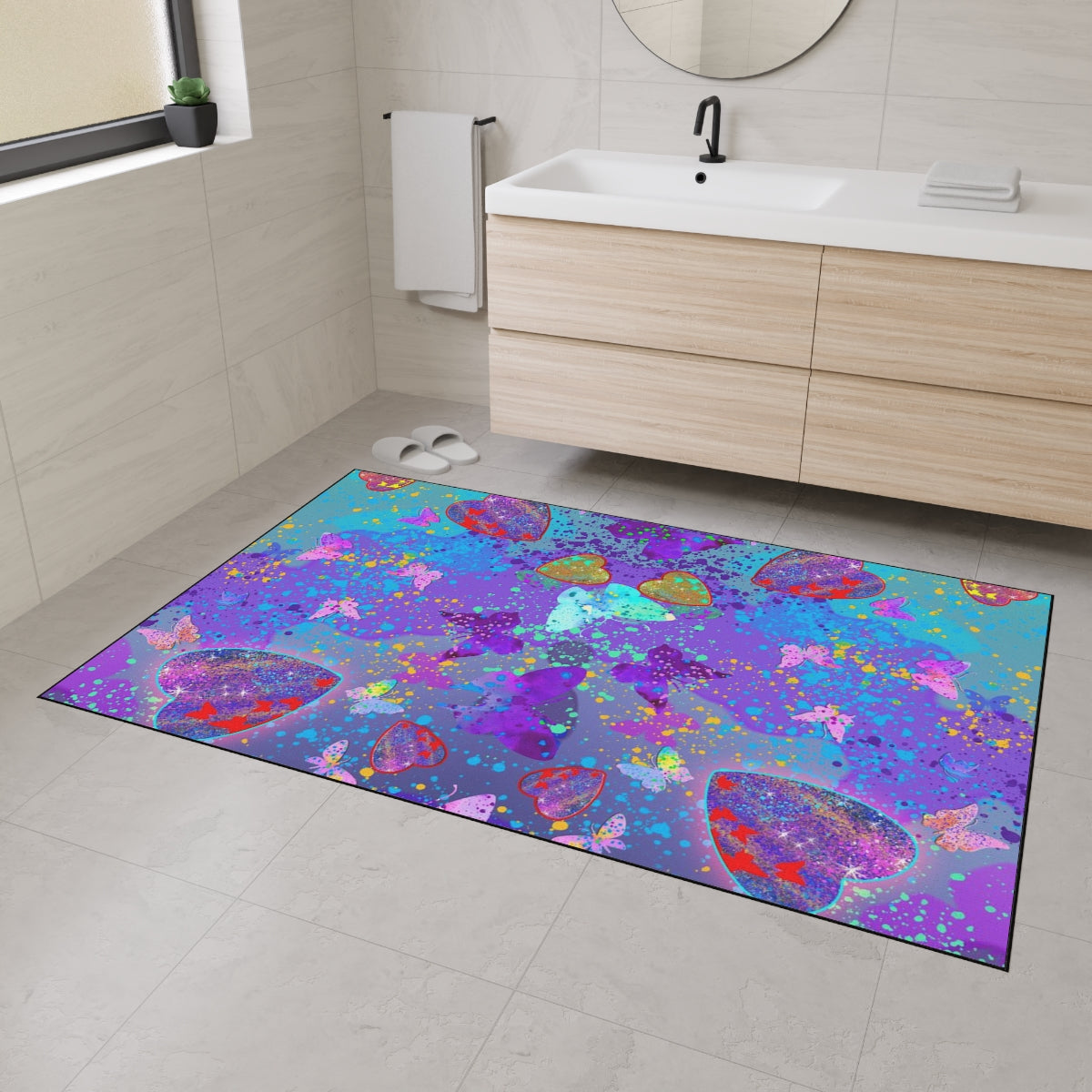Heavy Duty Floor Mat - Hearts & Butterflies